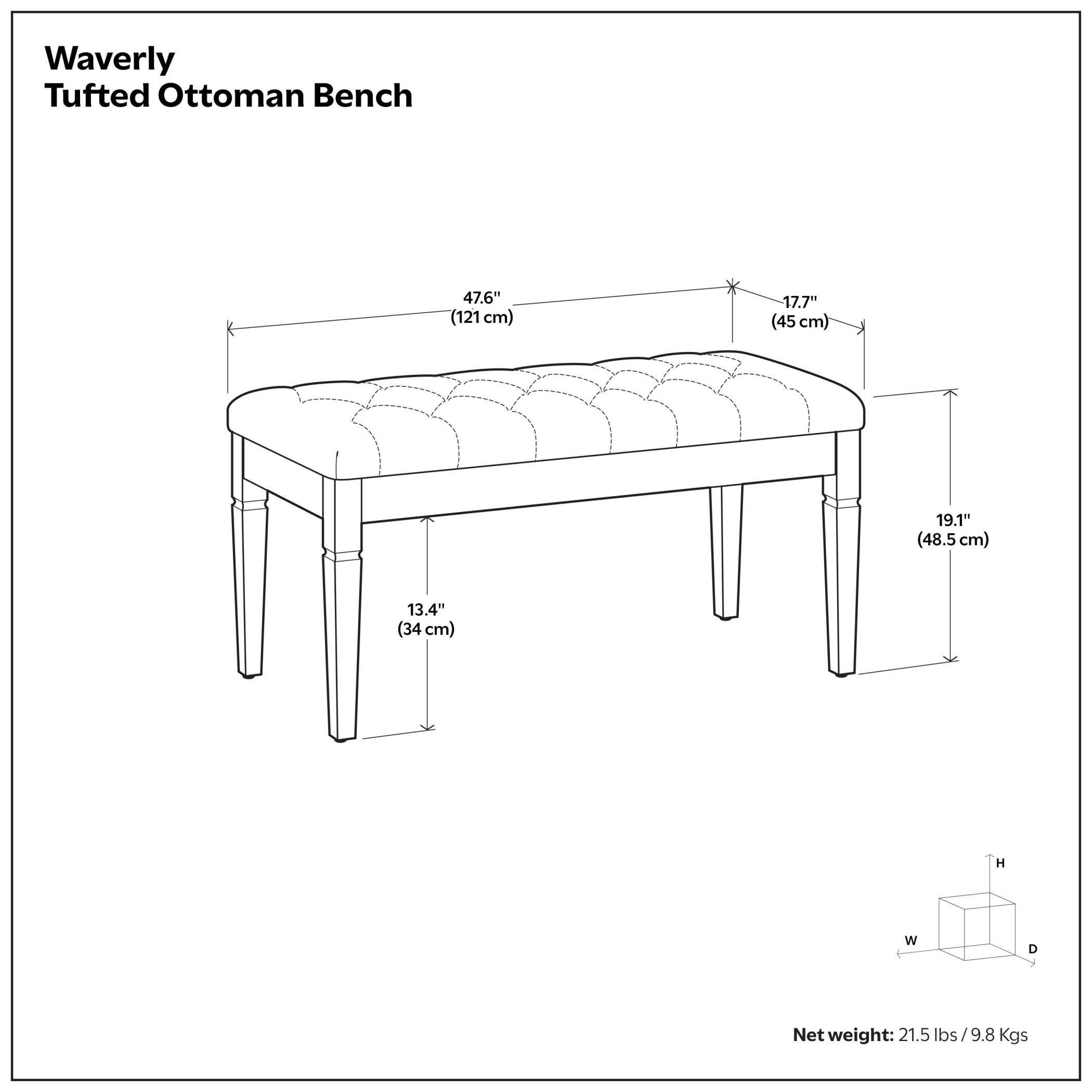 Simpli Home Waverly Waverly Tufted Ottoman Bench, Distressed Brown, large