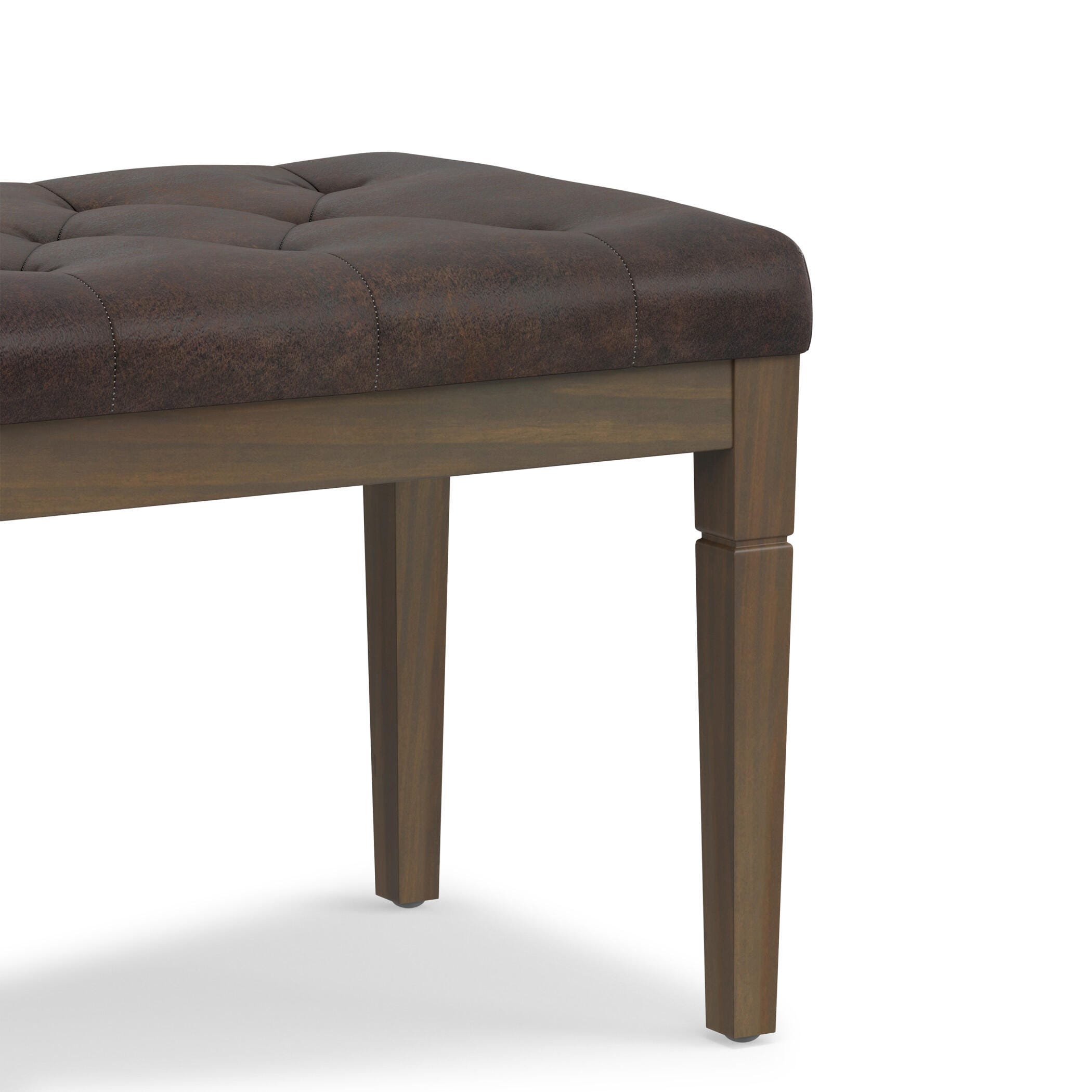 Simpli Home Waverly Waverly Tufted Ottoman Bench, Distressed Brown, large