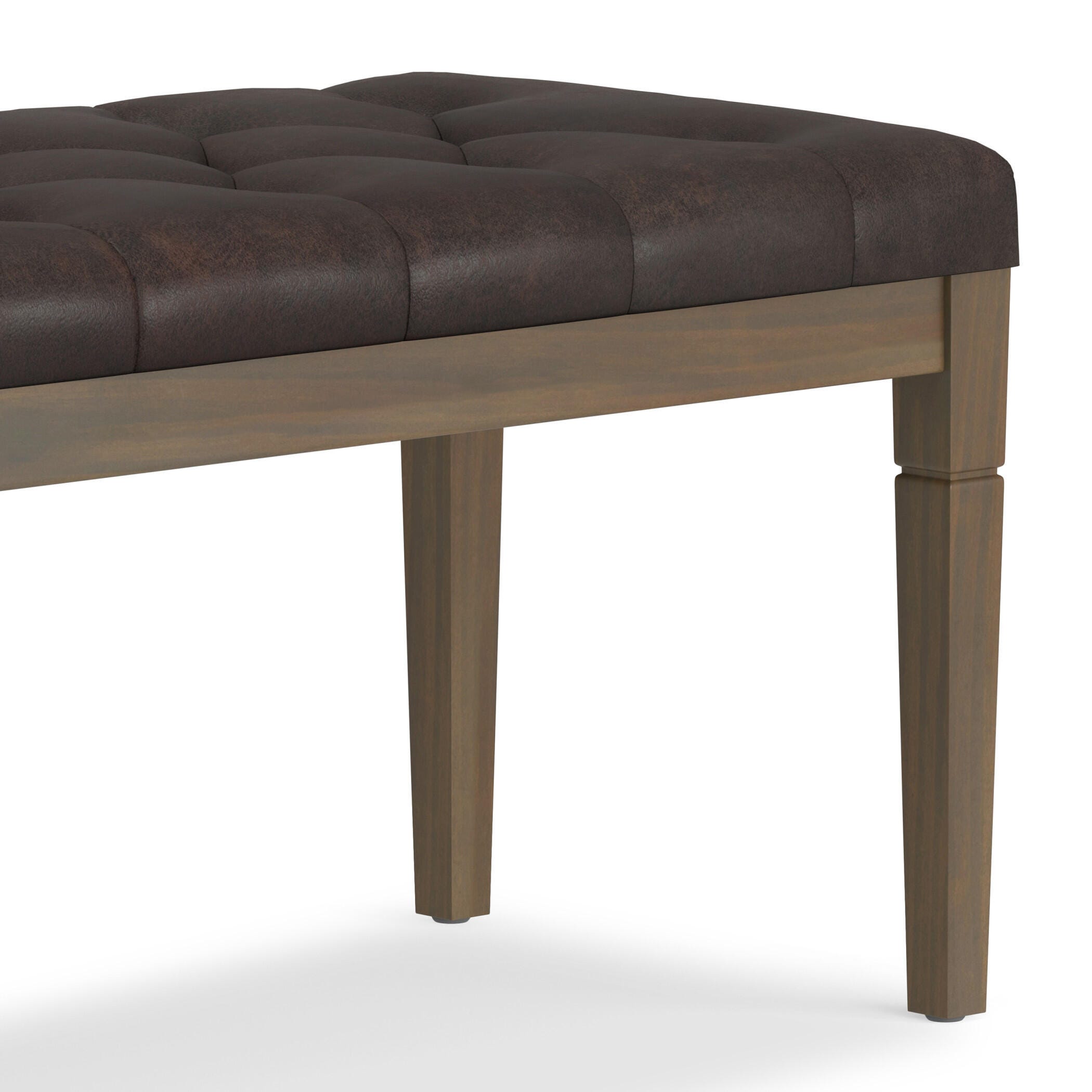 Simpli Home Waverly Waverly Tufted Ottoman Bench, Distressed Brown, large