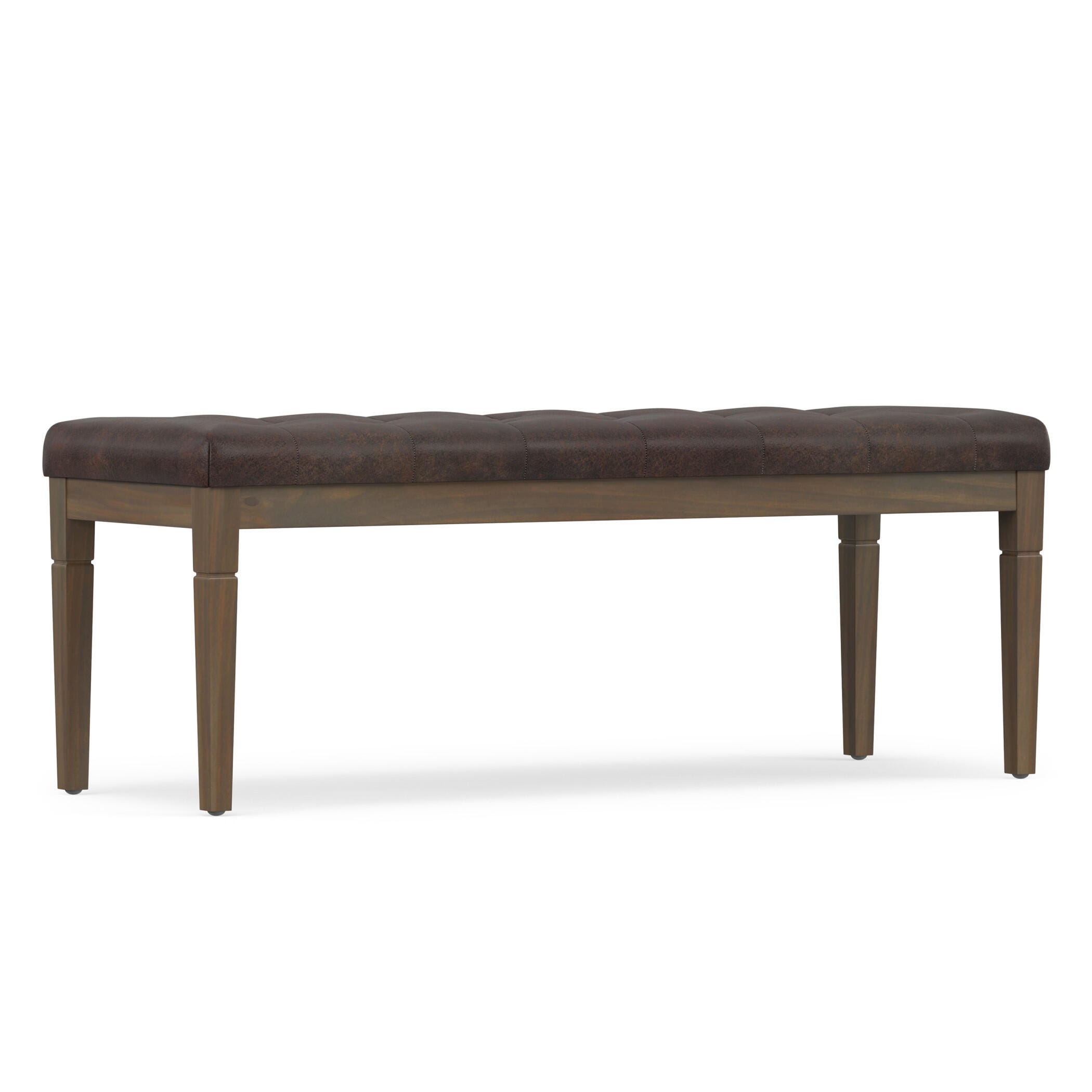 Simpli Home Waverly Waverly Tufted Ottoman Bench, Distressed Brown, large
