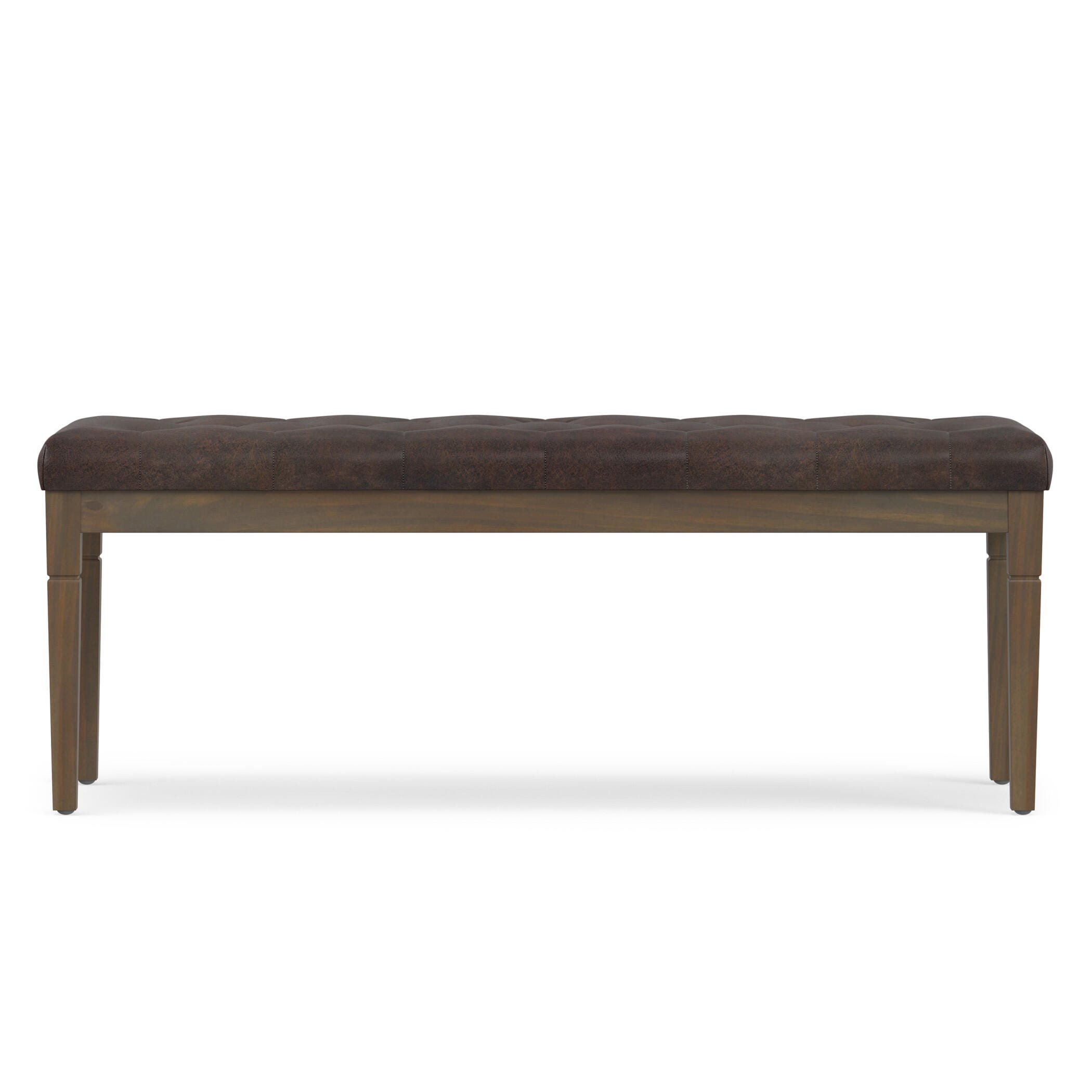 Simpli Home Waverly Waverly Tufted Ottoman Bench, Distressed Brown, large