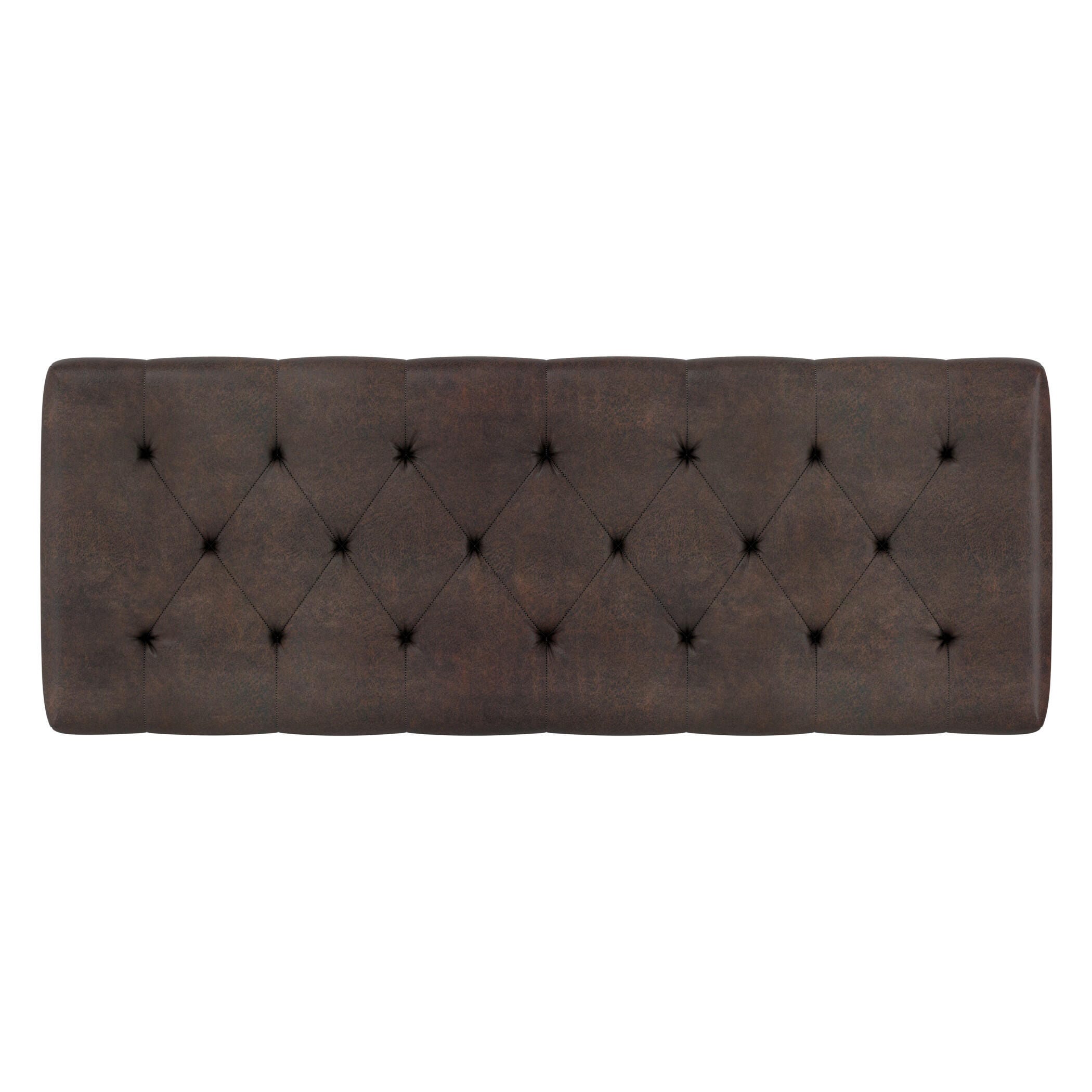 Simpli Home Waverly Waverly Tufted Ottoman Bench, Distressed Brown, large