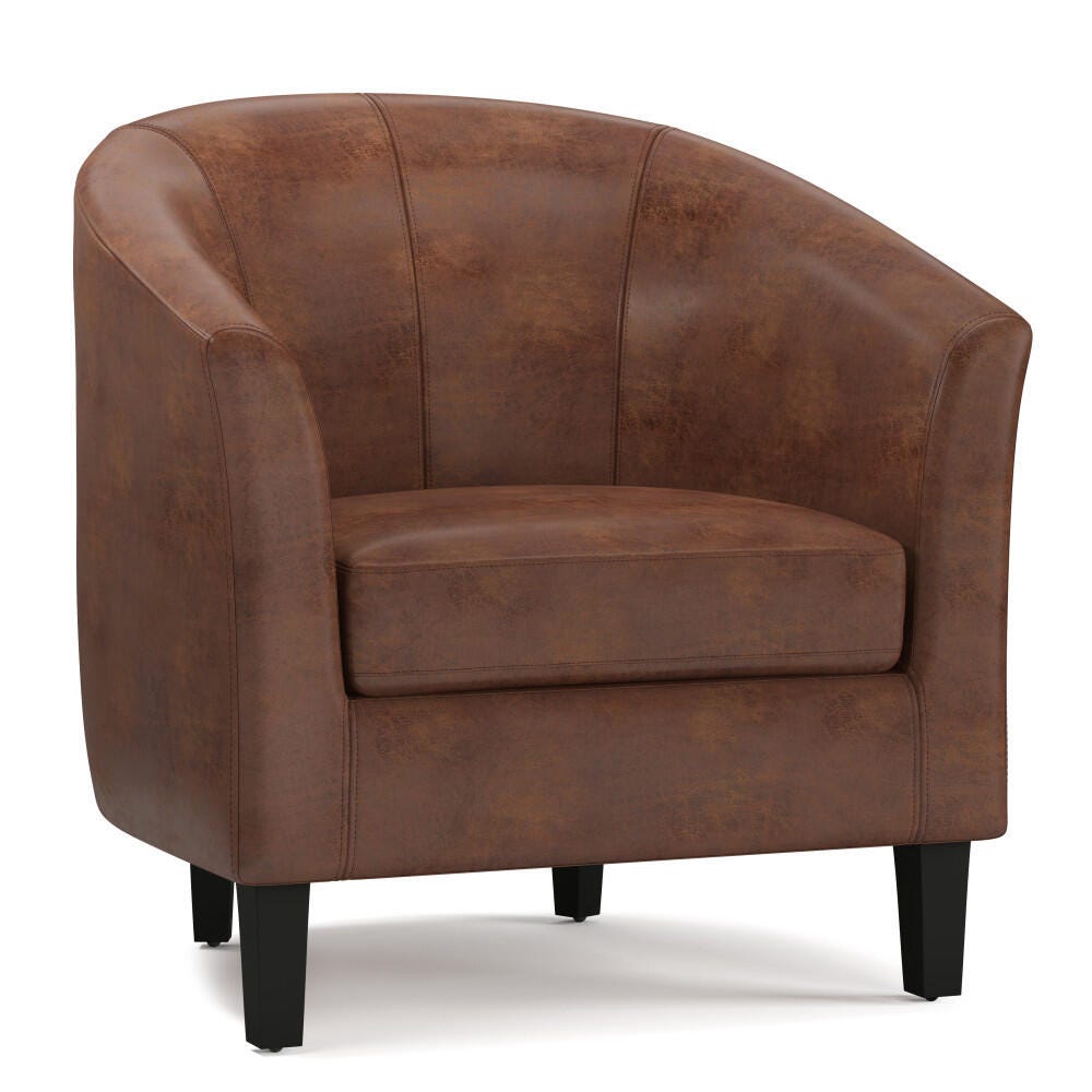 Simpli Home Austin Tub Chair, Saddle Brown, large