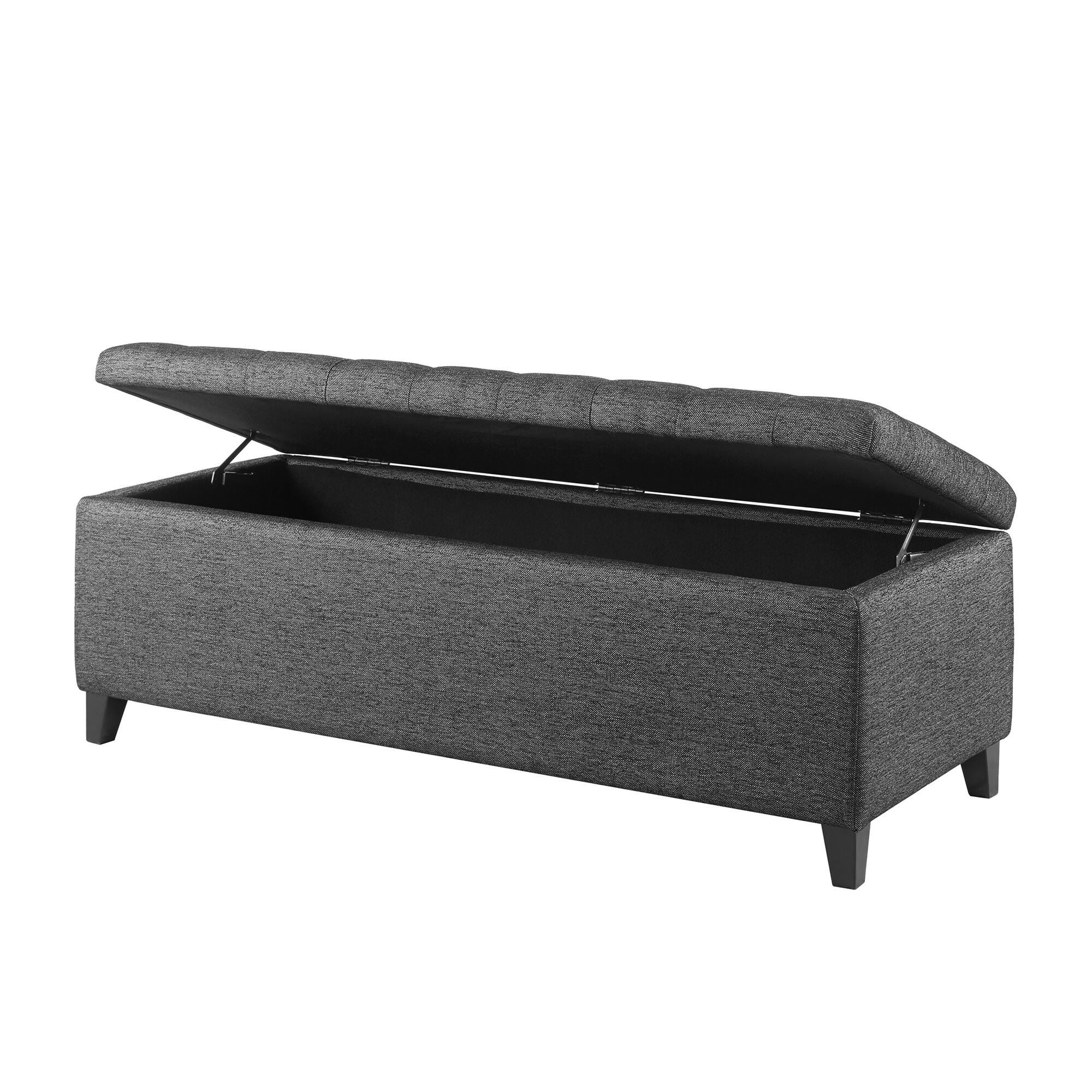 Madison Park Shandra Storage Bench, Charcoal, large
