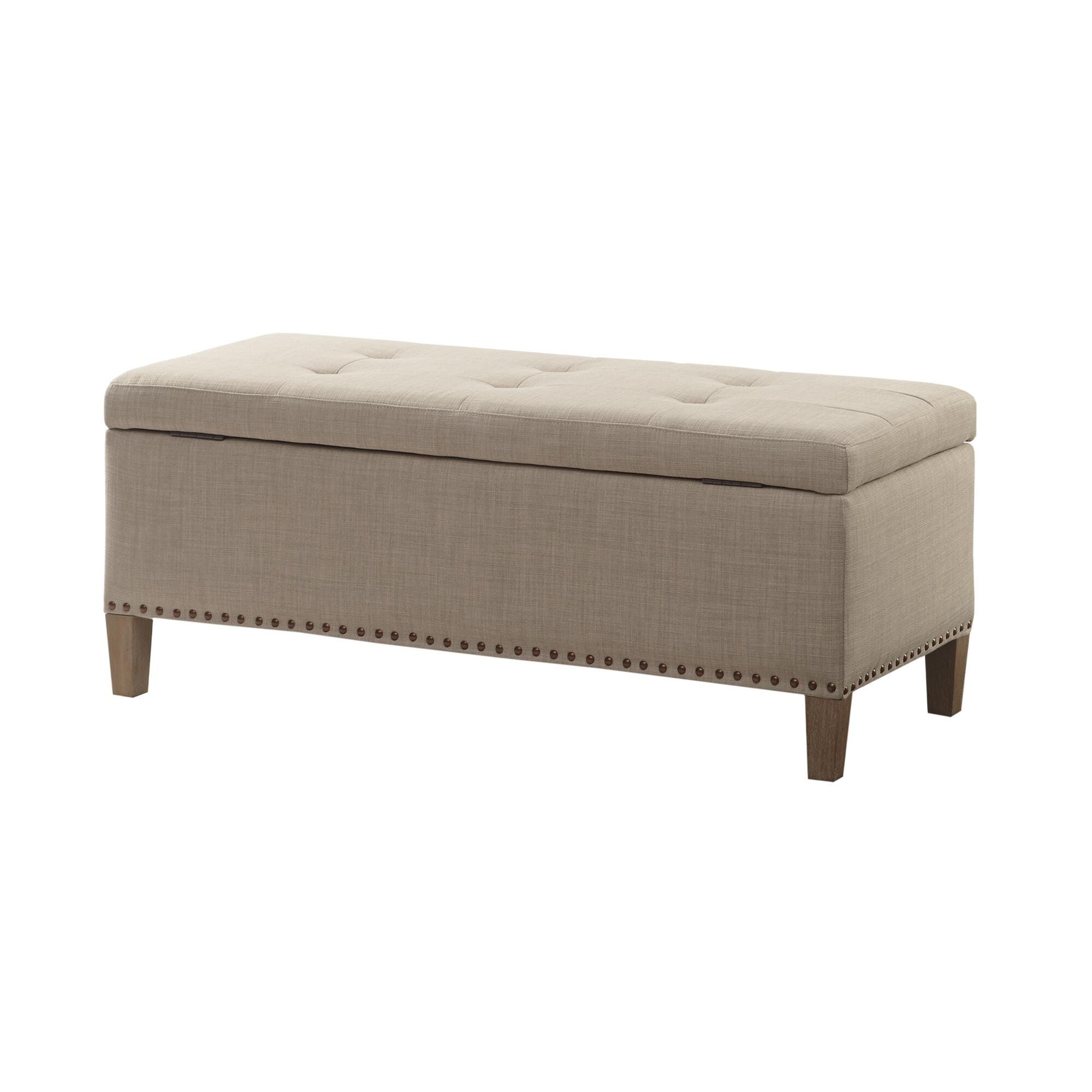 Madison Park Shandra II Storage Bench, Light Taupe, large
