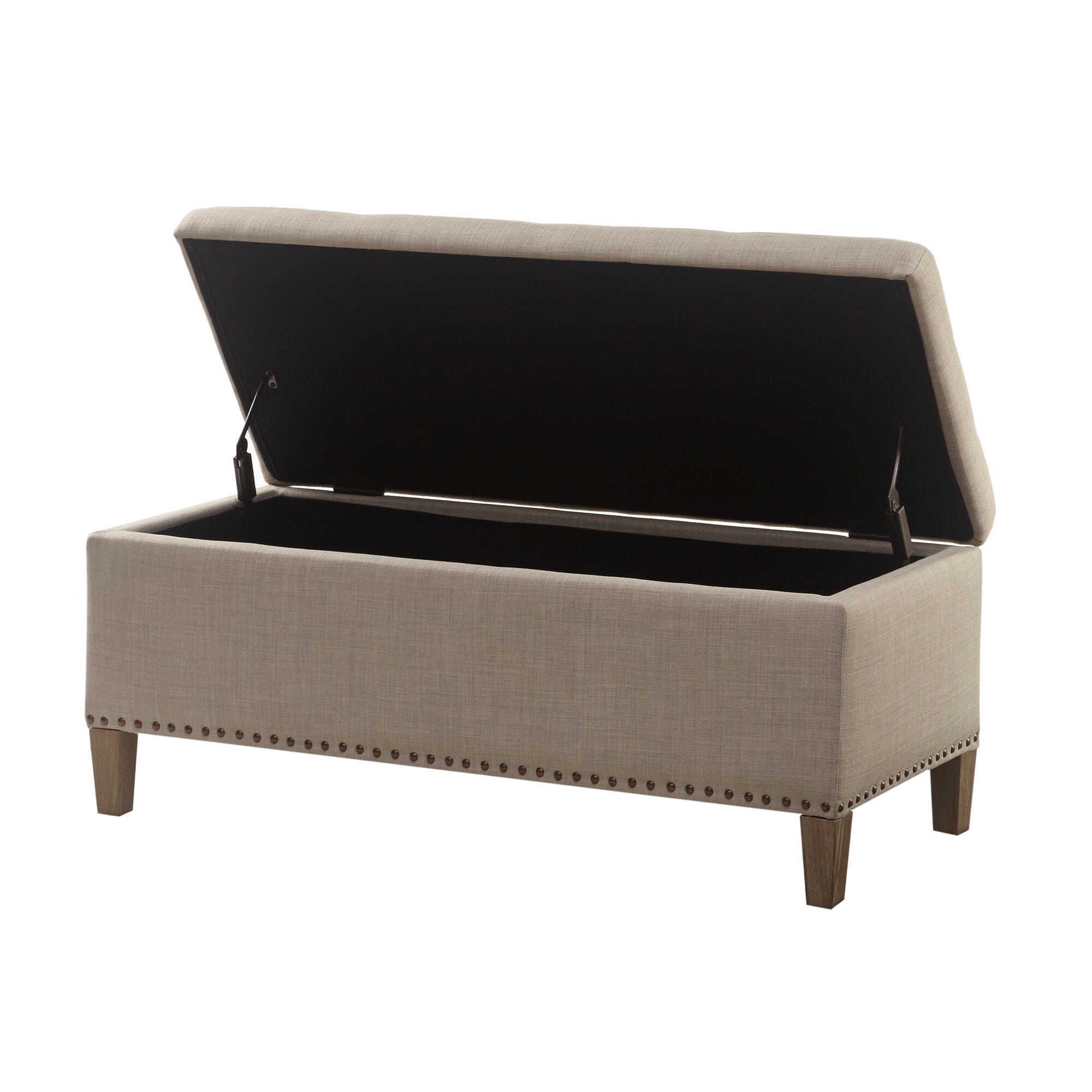 Madison Park Shandra II Storage Bench, Light Taupe, large