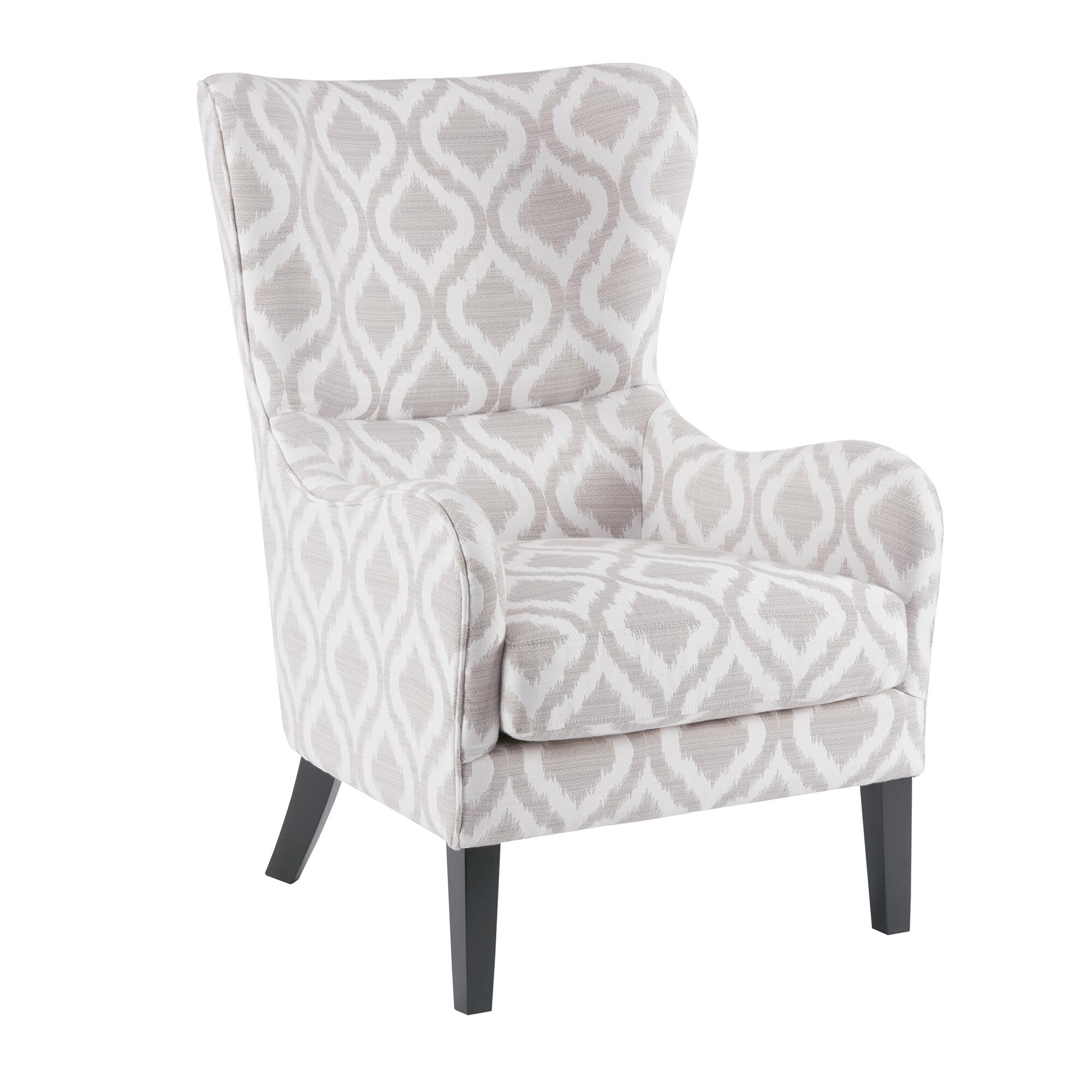 Madison Park Arianna Swoop Wing Chair, Gray/White, large