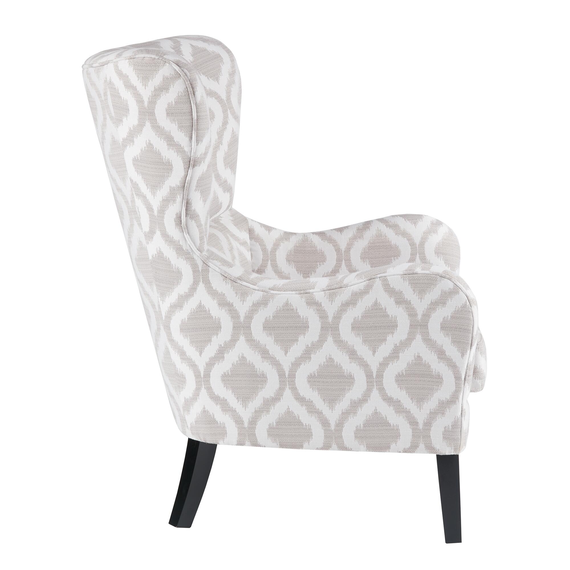 Madison Park Arianna Swoop Wing Chair, Gray/White, large