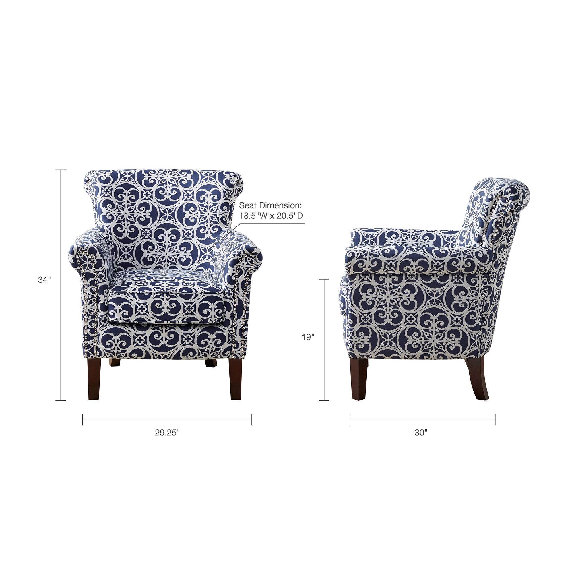 Madison Park Annie Brooke Tight Back Club Chair, Navy, large