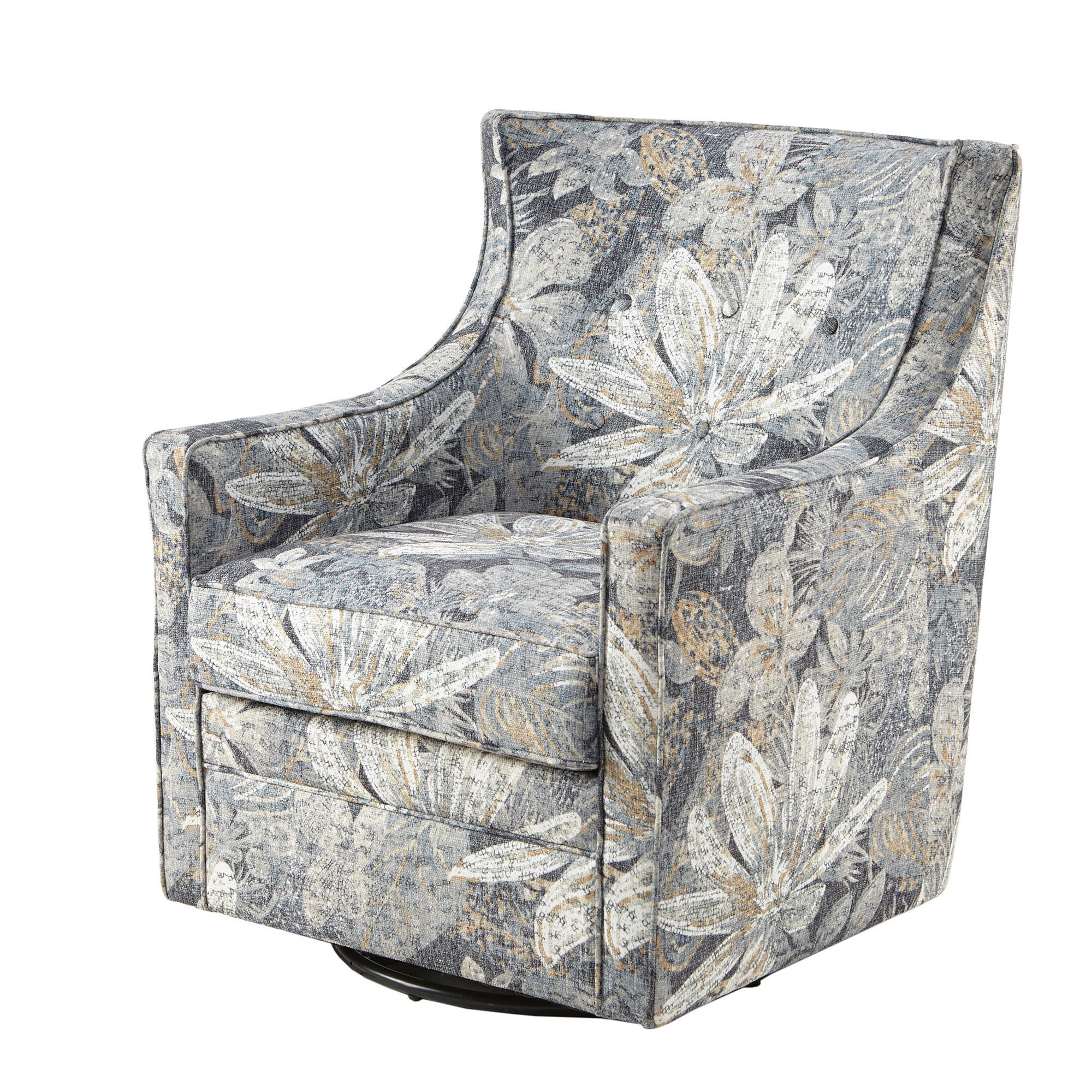 Madison Park Aaron Alana Curve Back Swivel Glider Chair, , large