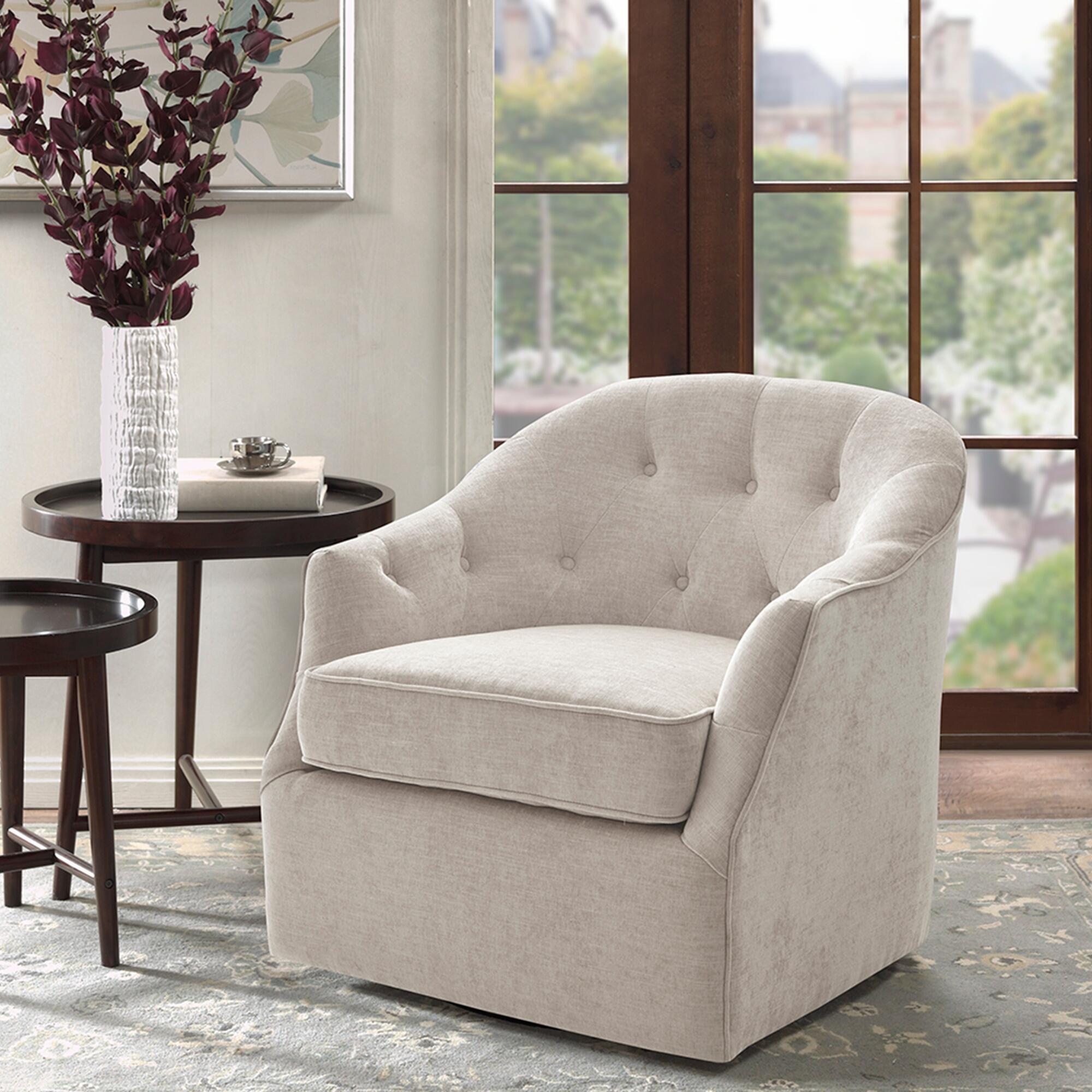 Madison Park Calvin Swivel Chair, Natural, rollover