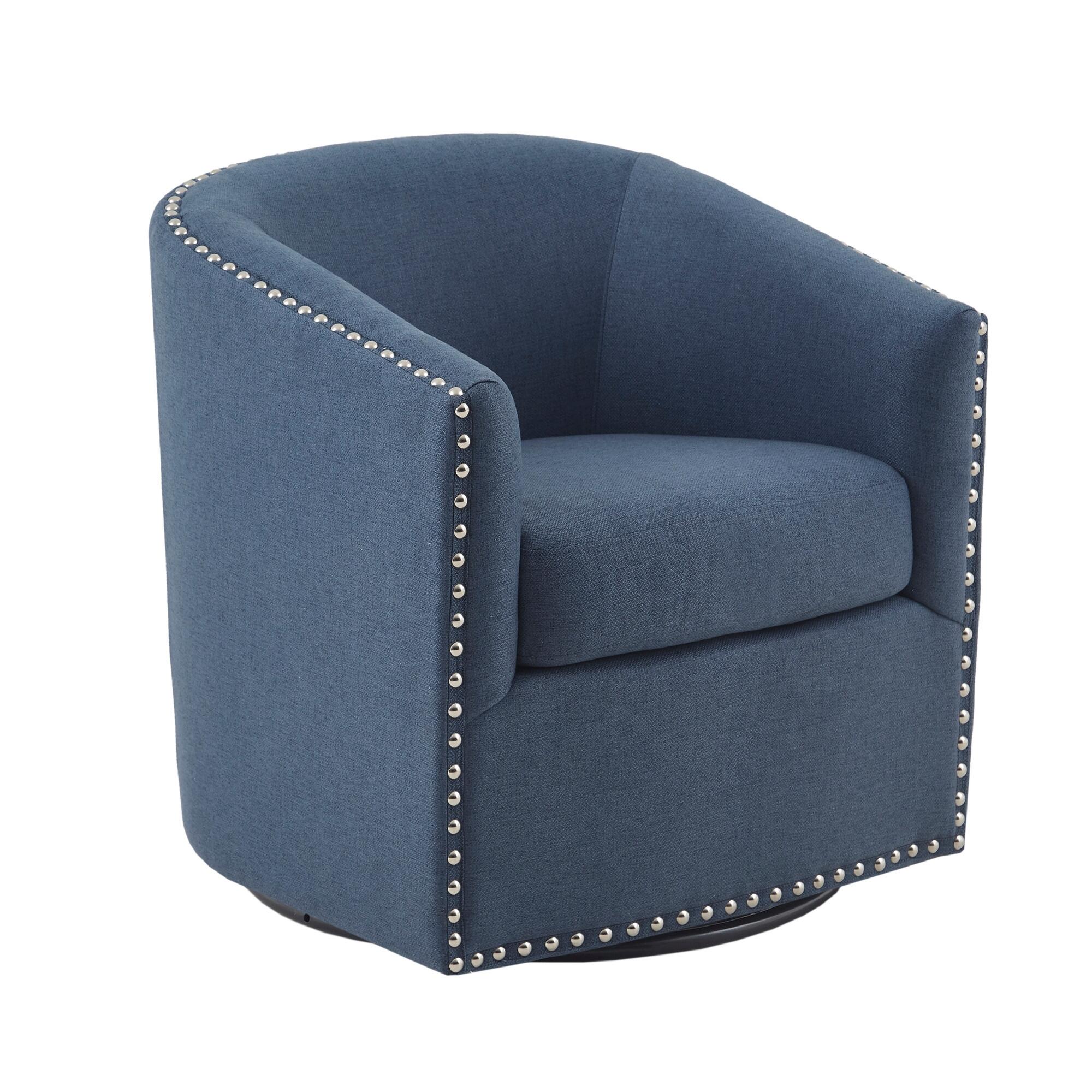 Madison Park Tyler Swivel Chair, Blue, large