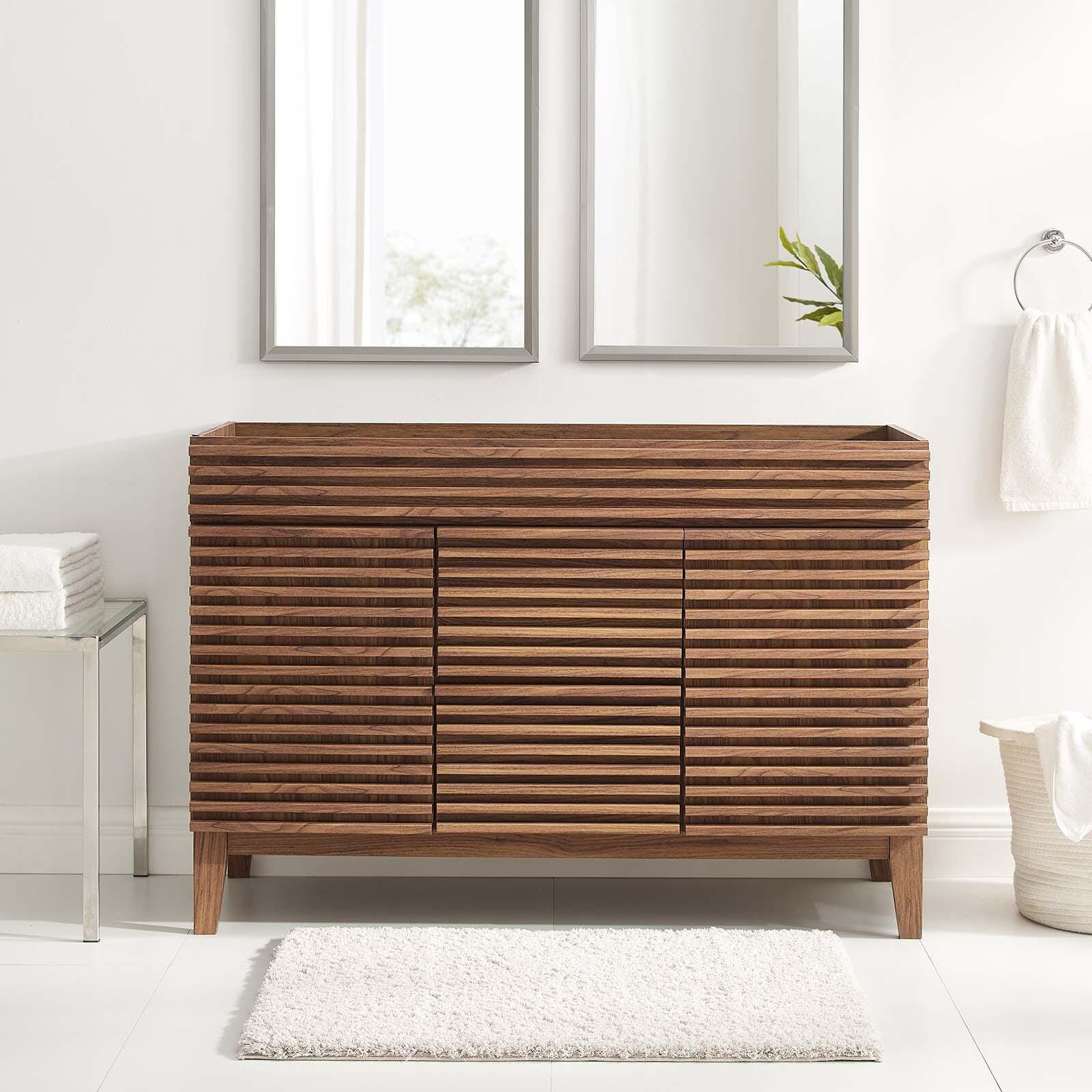 Render 48" Double Bathroom Vanity Cabinet, Walnut, large