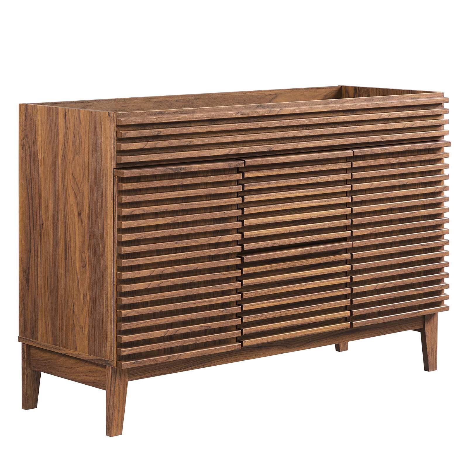 Render 48" Double Bathroom Vanity Cabinet, Walnut, large