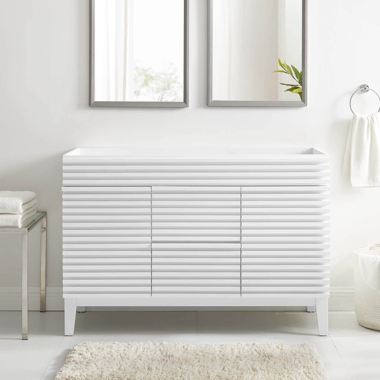 Render 48" Double Bathroom Vanity Cabinet, White, large