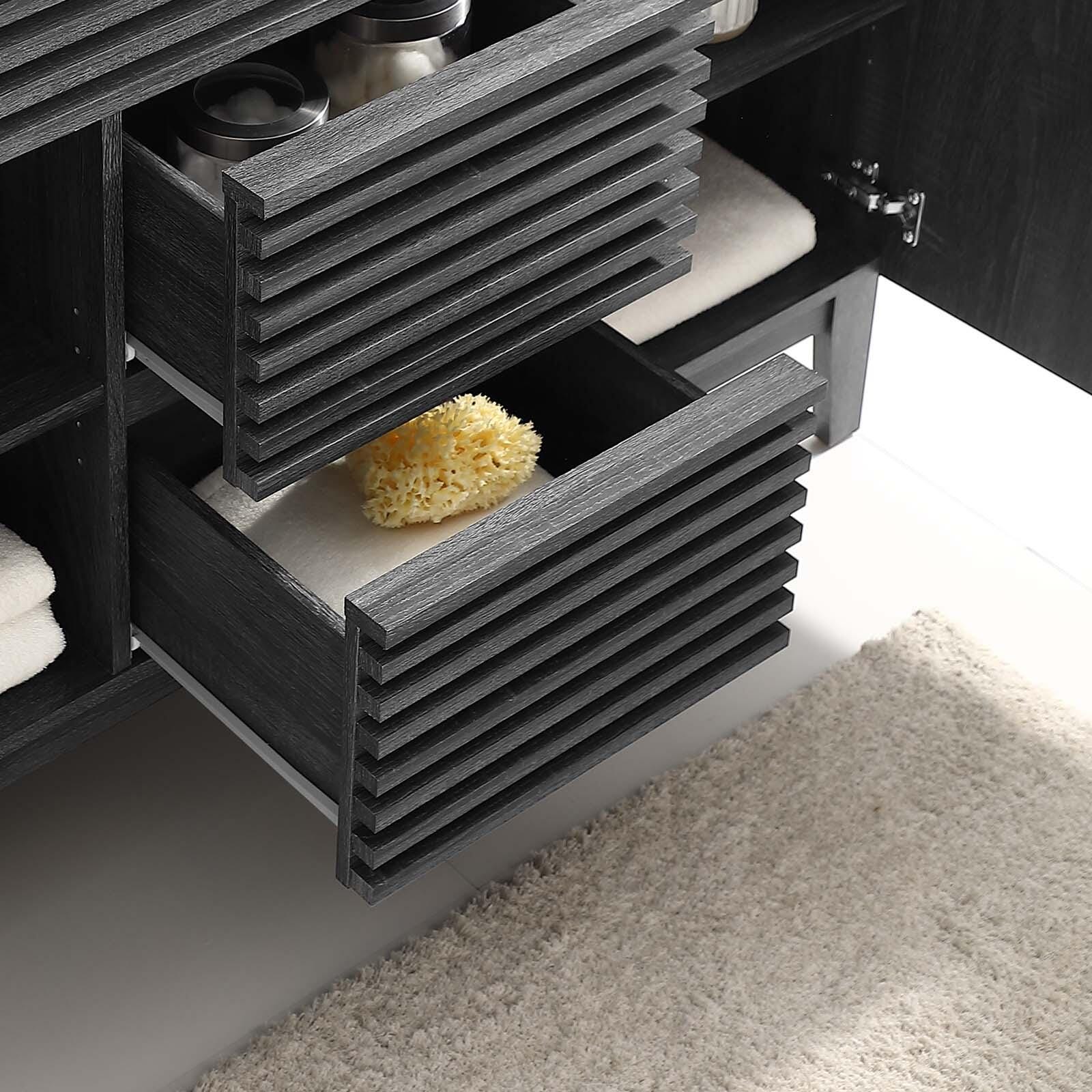 Render 48" Double Bathroom Vanity Cabinet, Charcoal, large