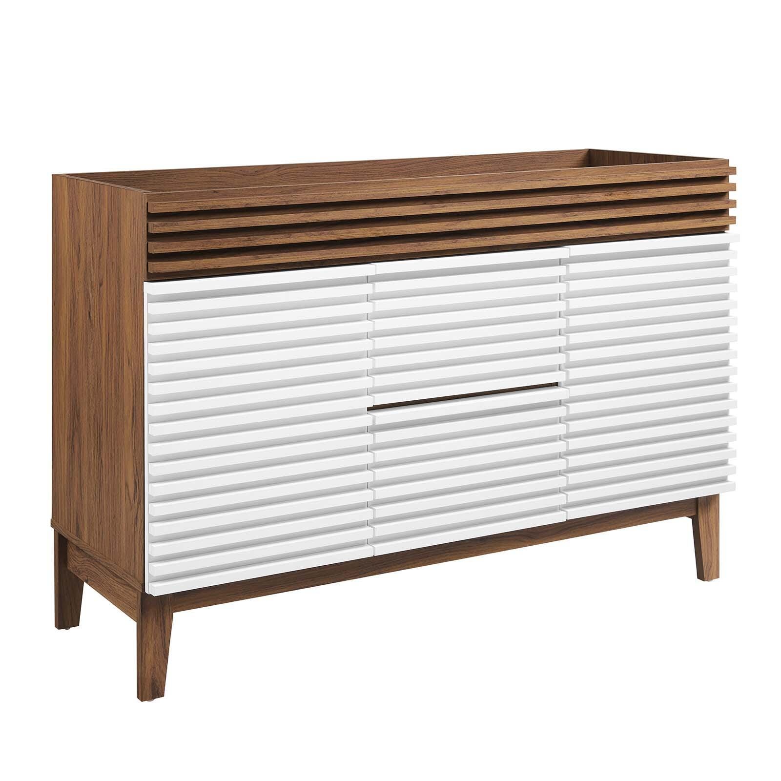 Modway Render 48" Double Bathroom Vanity Cabinet, White/Walnut, large