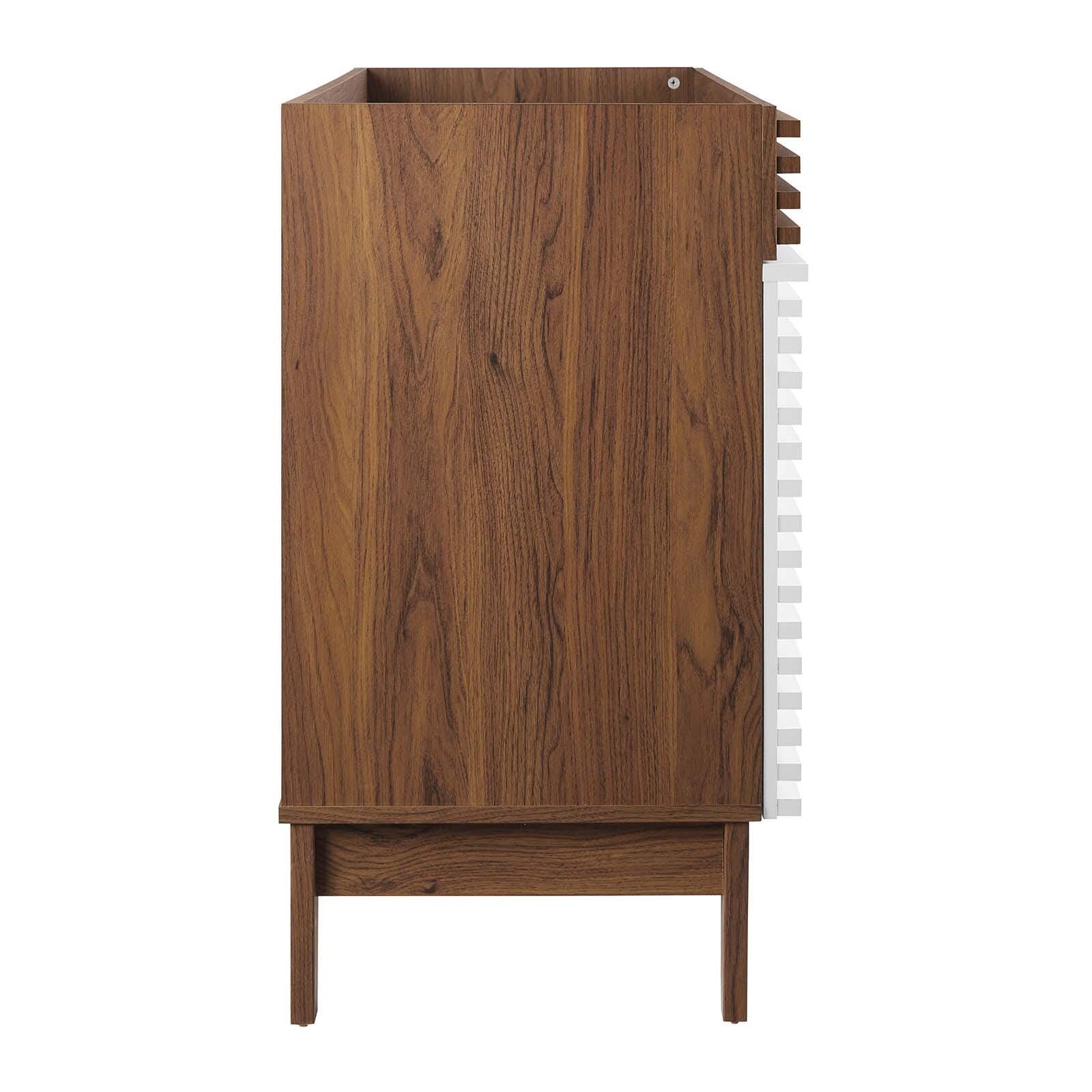 Modway Render 48" Double Bathroom Vanity Cabinet, White/Walnut, large