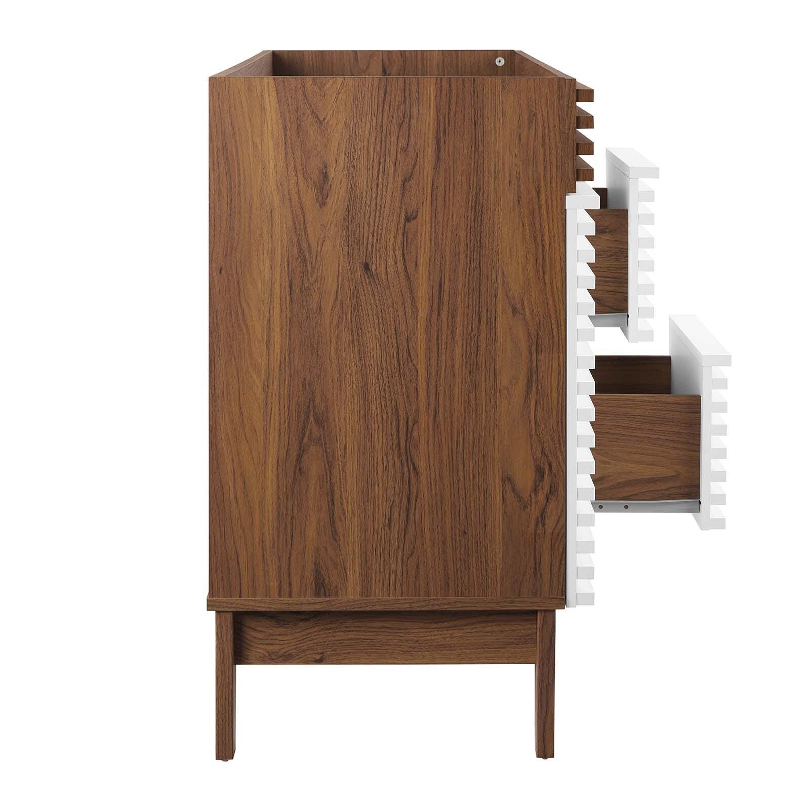 Modway Render 48" Double Bathroom Vanity Cabinet, White/Walnut, large