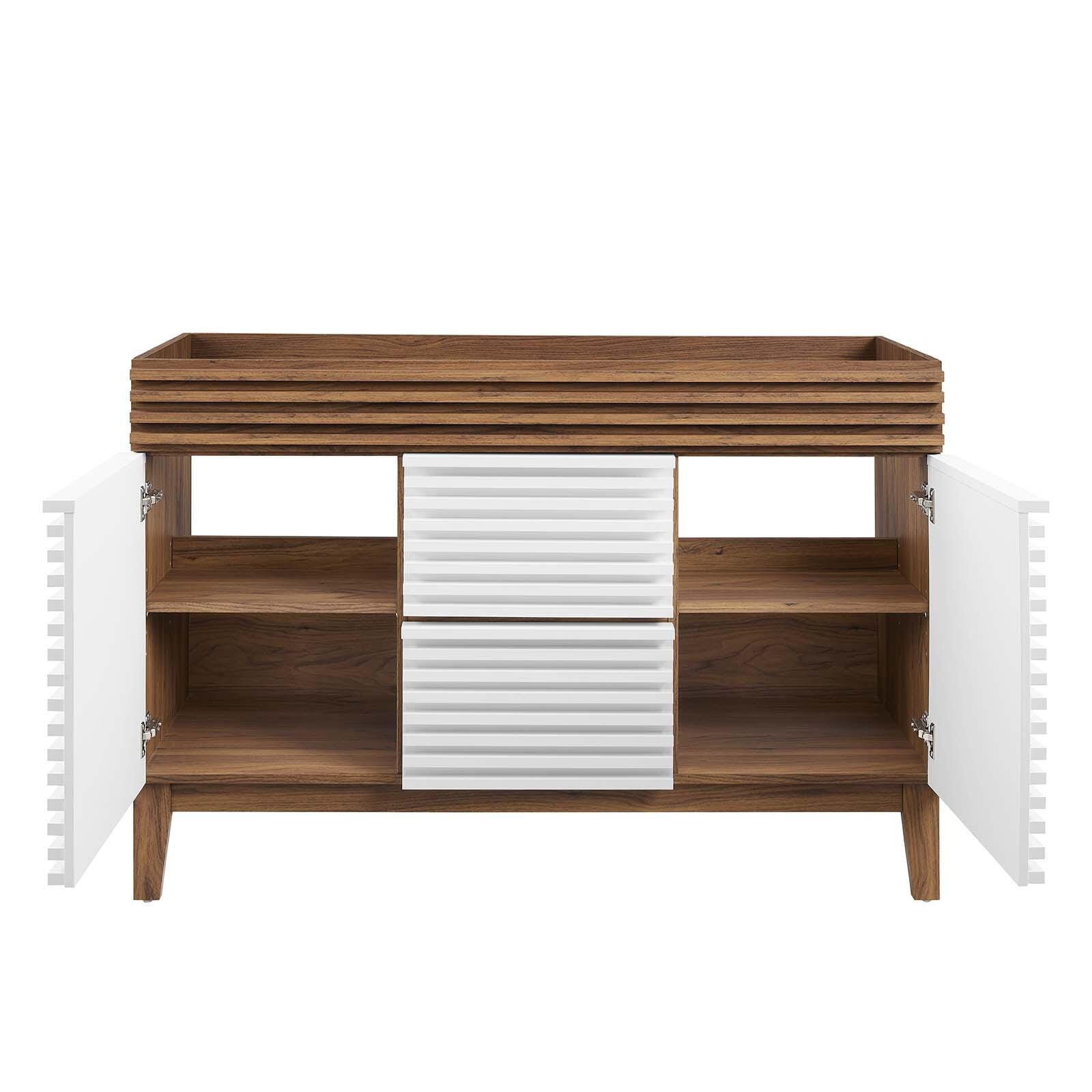 Modway Render 48" Double Bathroom Vanity Cabinet, White/Walnut, large