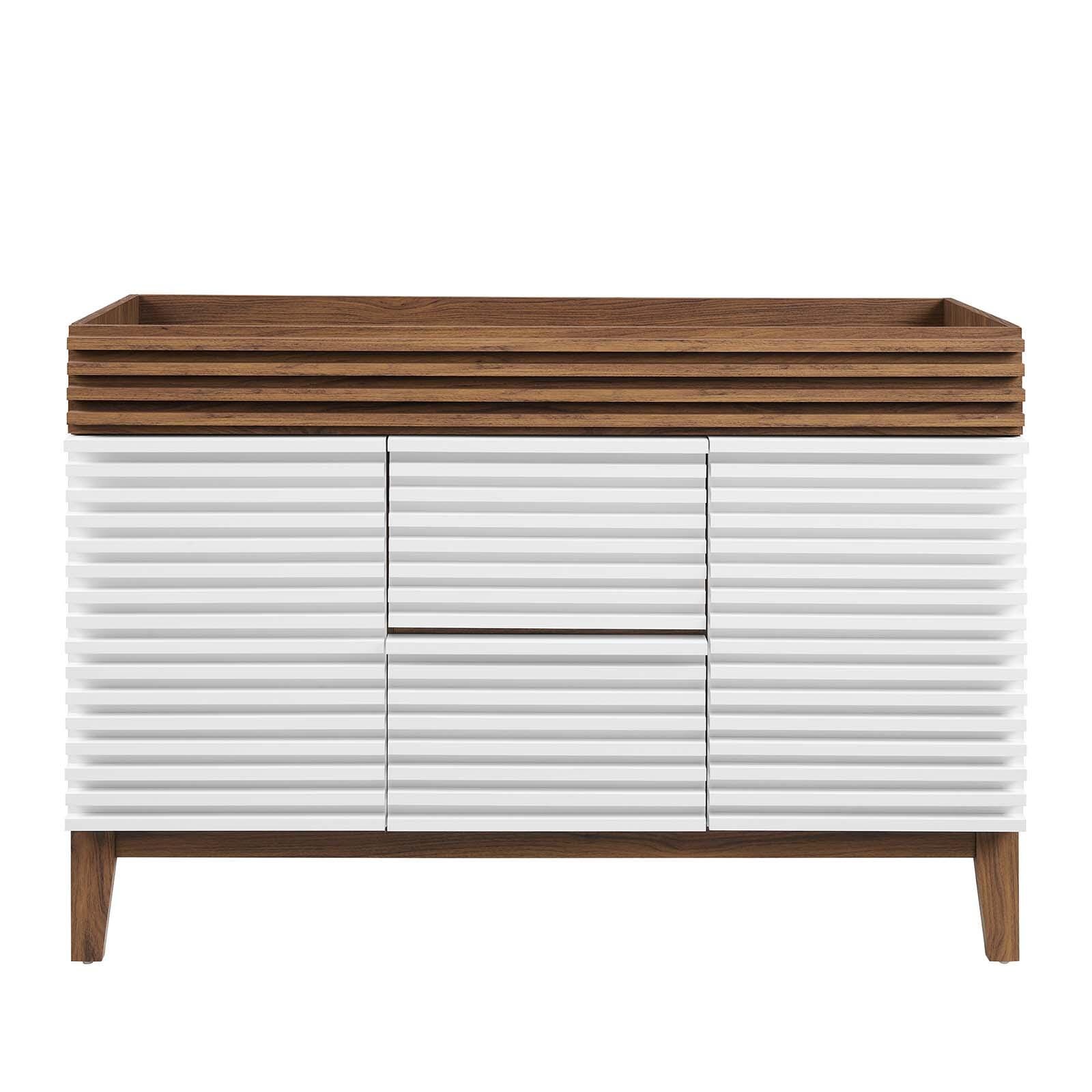 Modway Render 48" Double Bathroom Vanity Cabinet, White/Walnut, large
