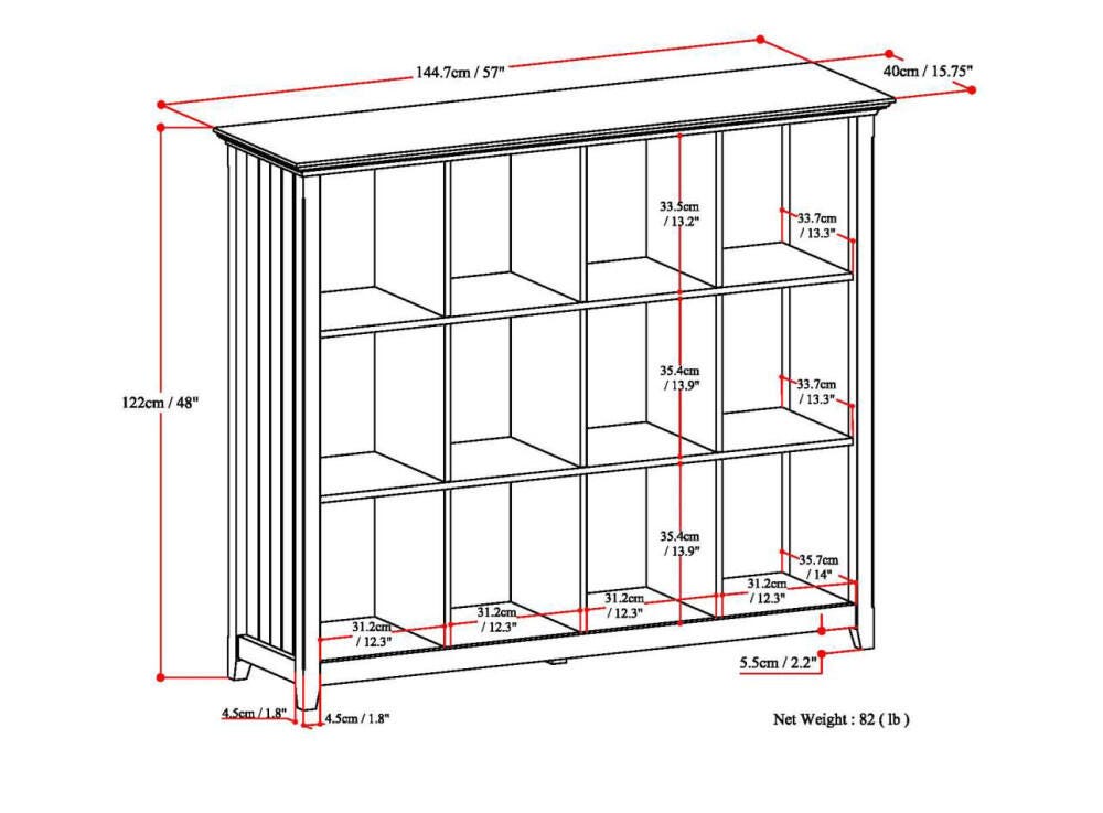 Simpli Home Acadian 48" 12-Cube Storage, Brunette Brown, large