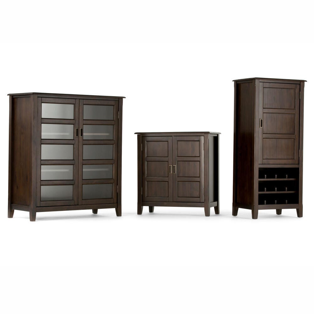 Simpli Home Burlington 30" Traditional Storage Cabinet, Mahogany Brown, large