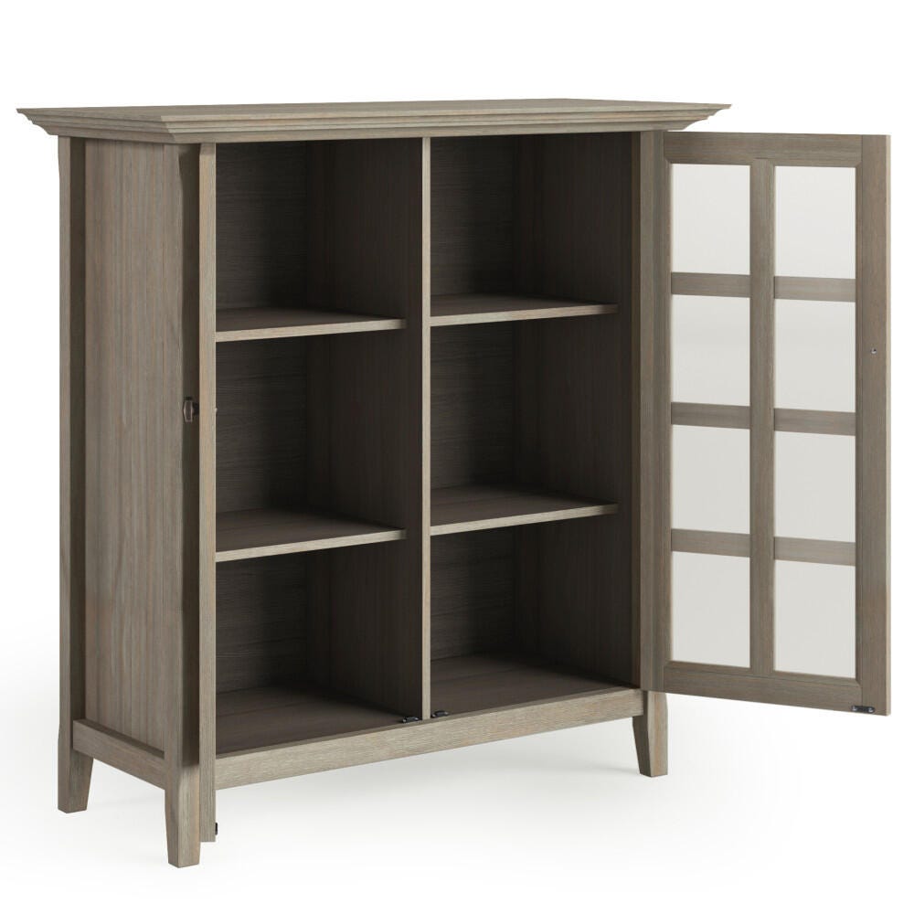 Simpli Home Acadian 39" Rustic Storage Cabinet, Gray, large