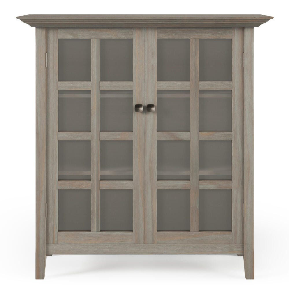 Simpli Home Acadian 39" Rustic Storage Cabinet, Gray, large