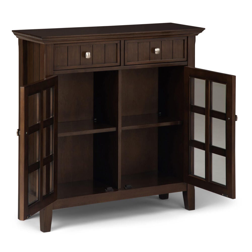 Simpli Home Acadian 36" Rustic Storage Cabinet, Brown, large