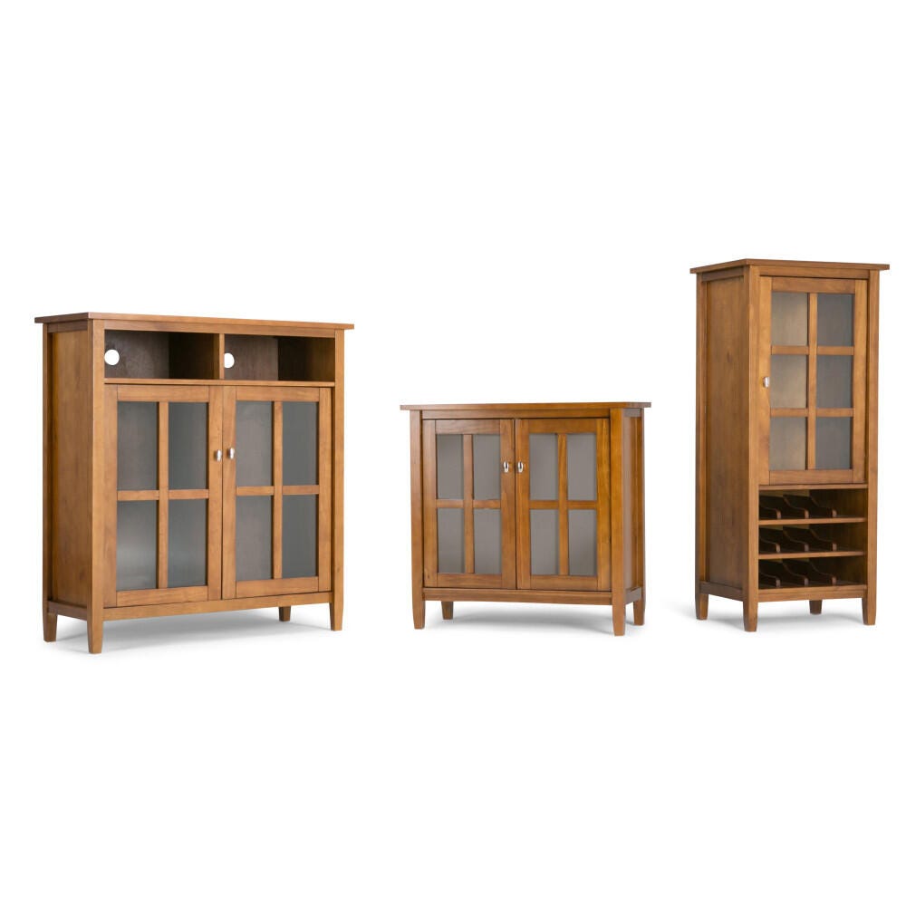Simpli Home Warm Shaker 32" Rustic Storage Cabinet, Light Golden Brown, large
