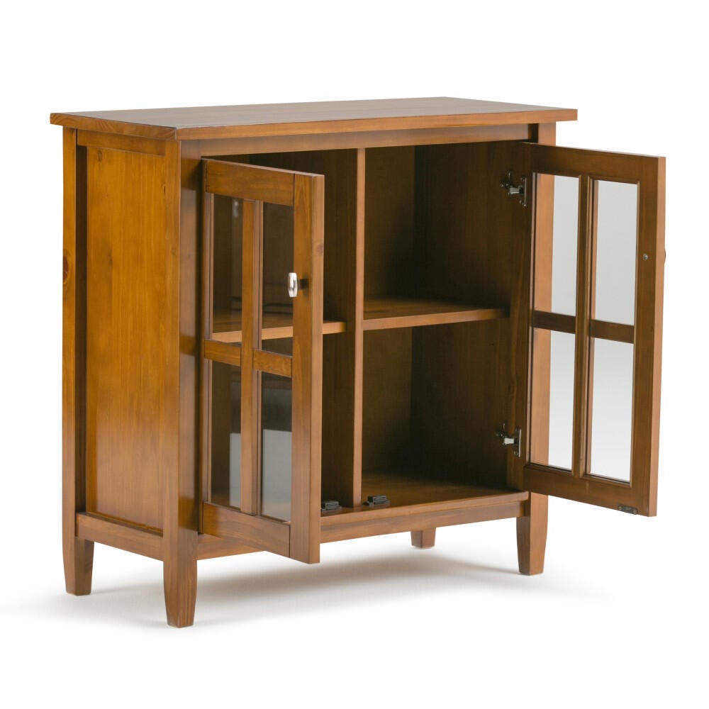 Simpli Home Warm Shaker 32" Rustic Storage Cabinet, Light Golden Brown, large