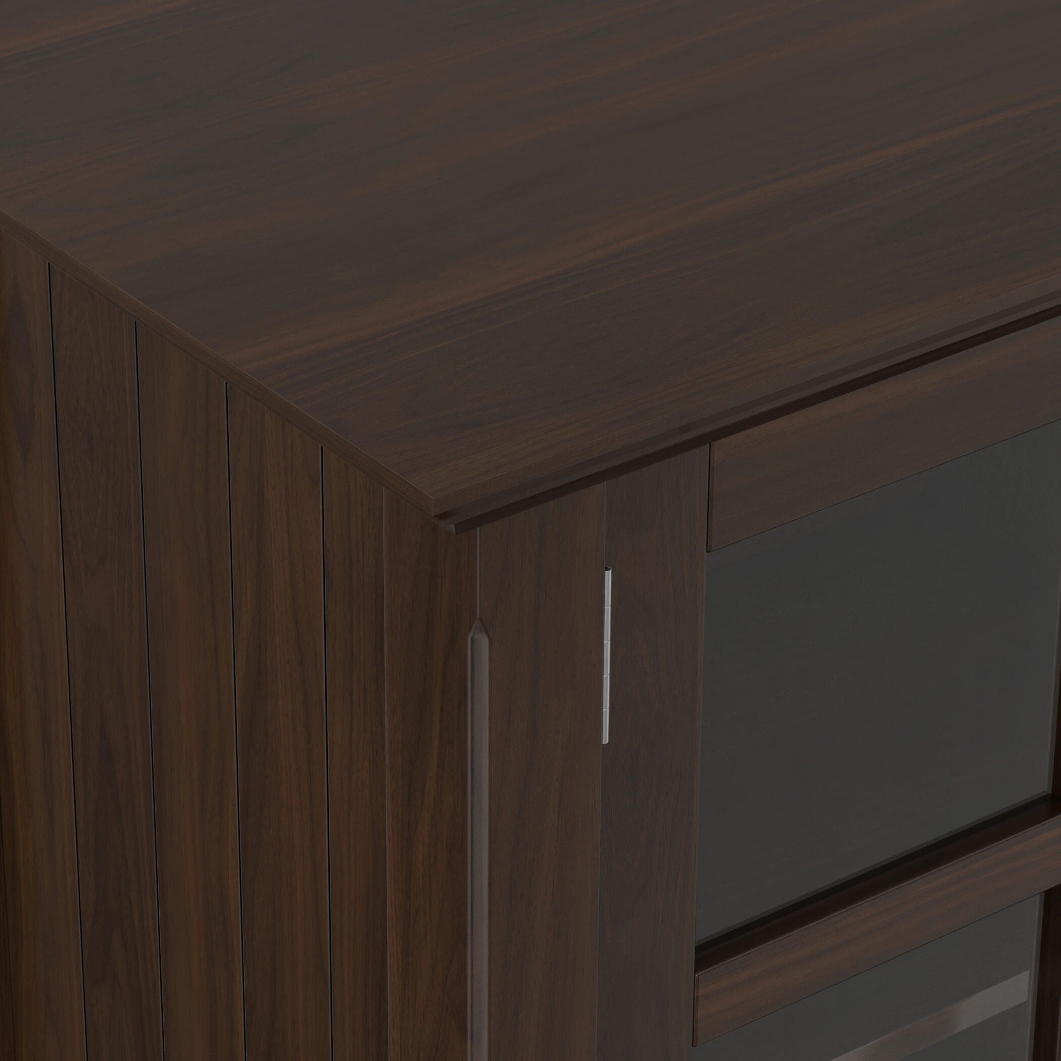 Simpli Home Acadian Acadian 62" Rustic Storage Cabinet, Brunette Brown, large