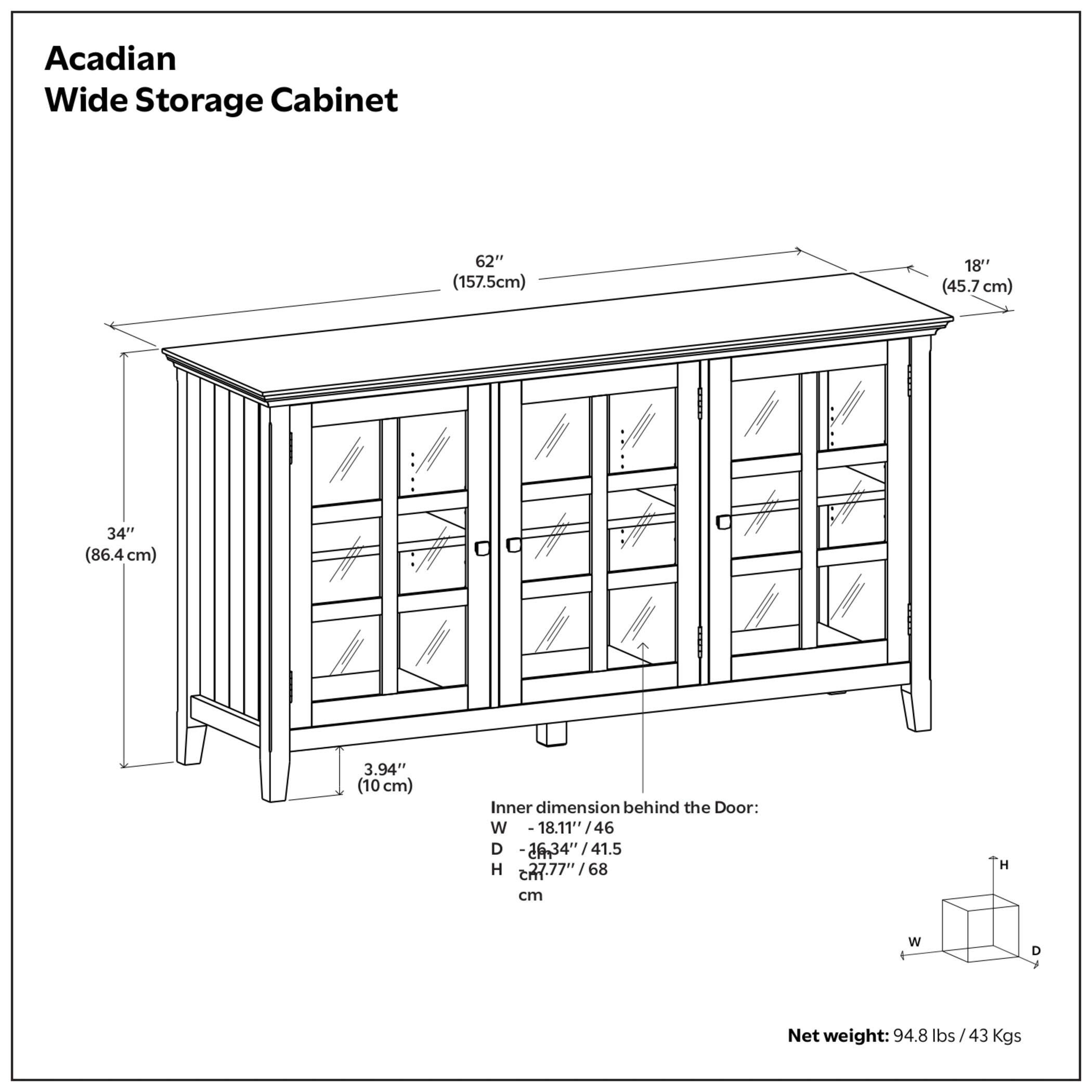 Simpli Home Acadian Acadian 62" Rustic Storage Cabinet, Brunette Brown, large