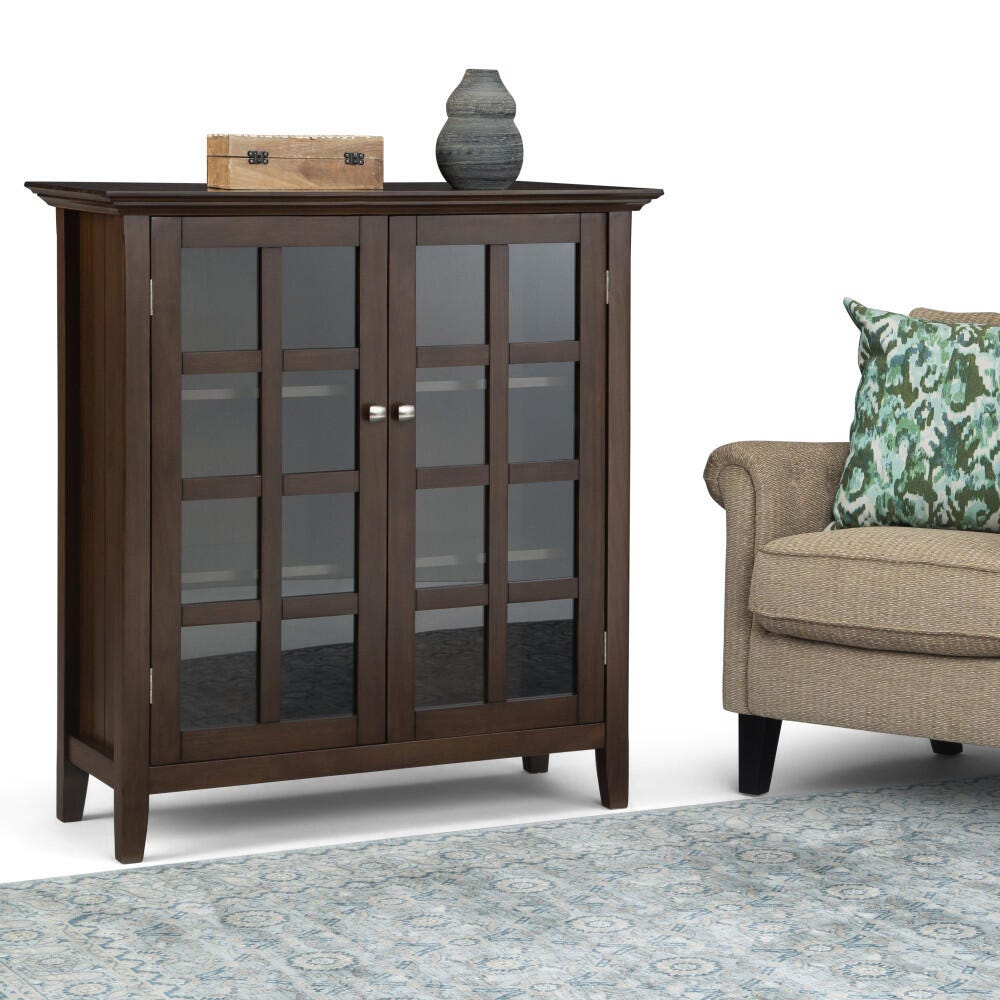 Simpli Home Acadian 39" Rustic Storage Cabinet, Brown, rollover