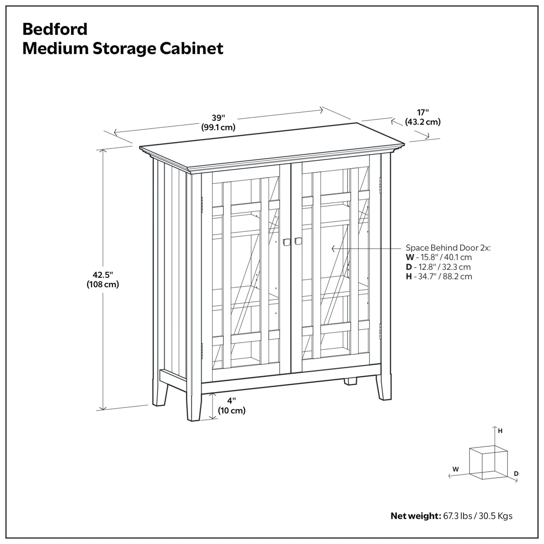 Simpli Home Bedford Bedford 39" Rustic Storage Cabinet, Dark Tobacco Brown, large