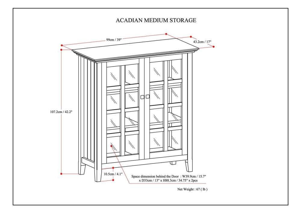 Simpli Home Acadian 39" Rustic Storage Cabinet, Black, large