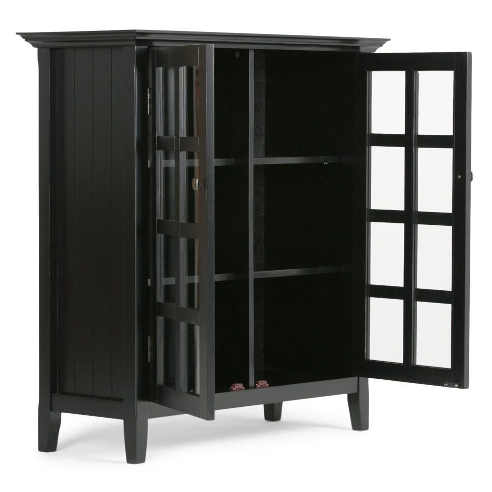 Simpli Home Acadian 39" Rustic Storage Cabinet, Black, large