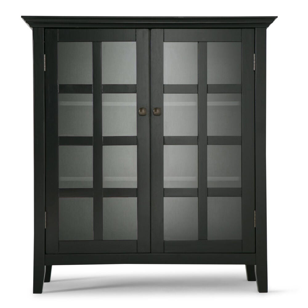 Simpli Home Acadian 39" Rustic Storage Cabinet, Black, large