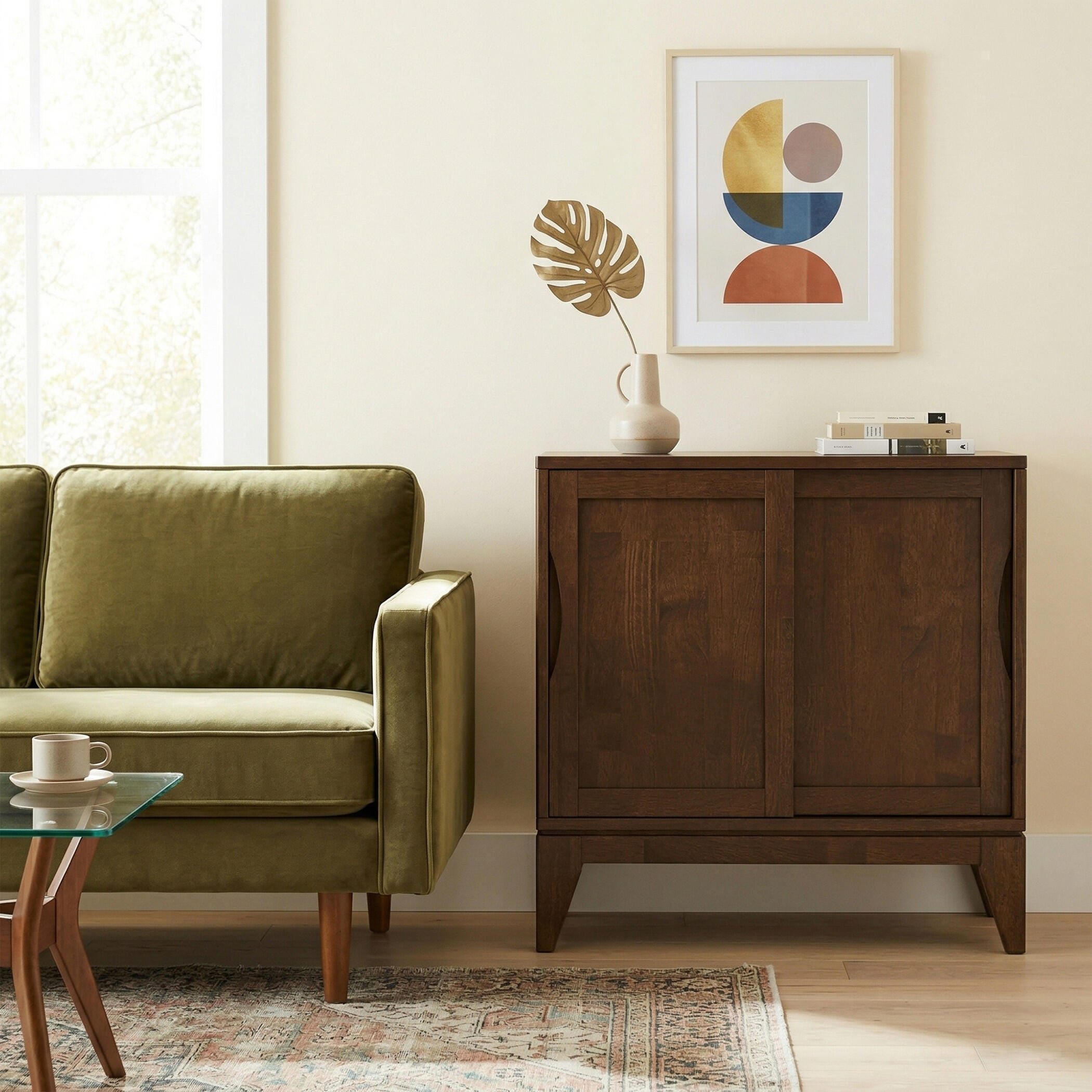 Simpli Home Harper Harper 30" Mid Century Storage Cabinet, Dark Brown, large