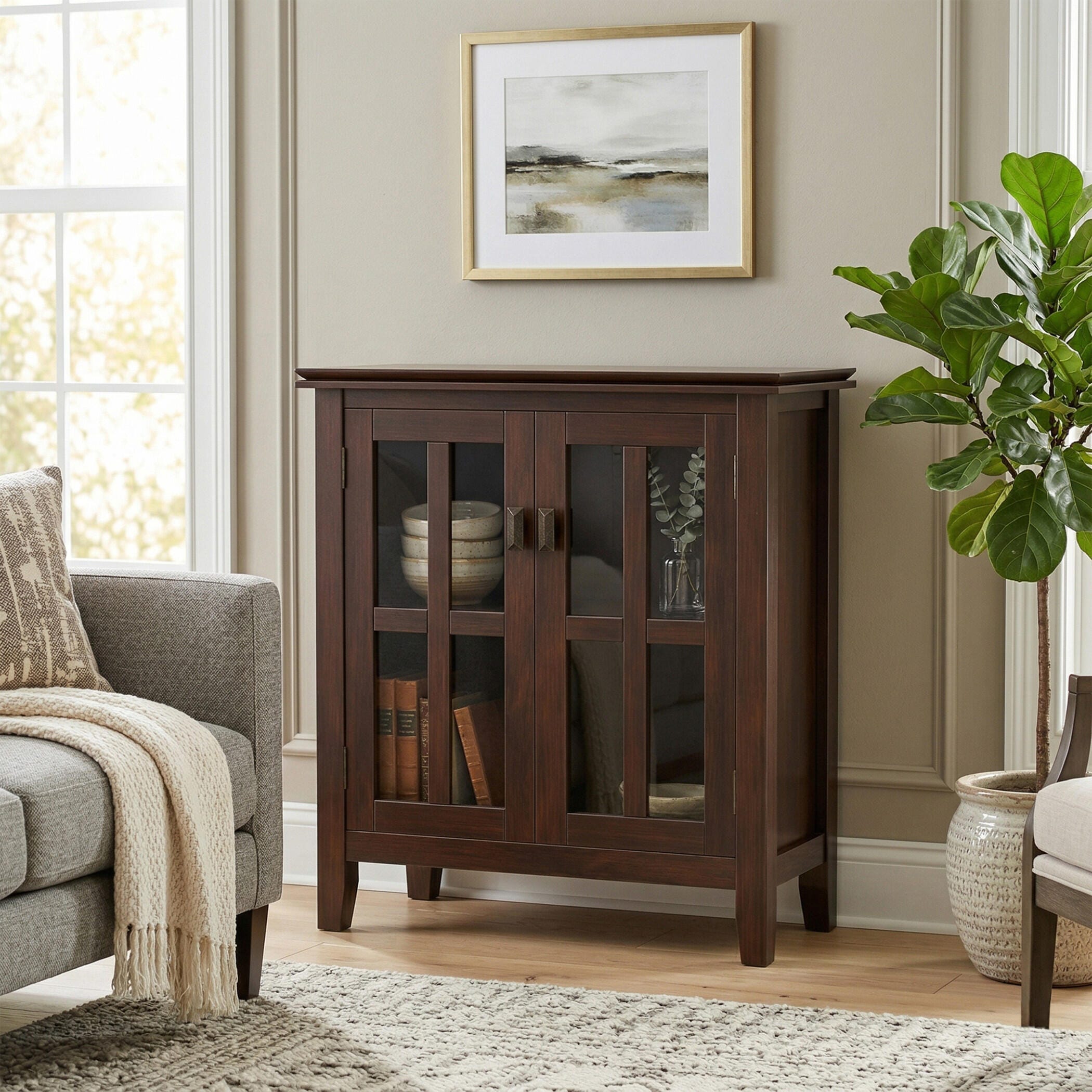 Simpli Home Artisan Artisan 30" Contemporary Storage Cabinet, Russet Brown, large