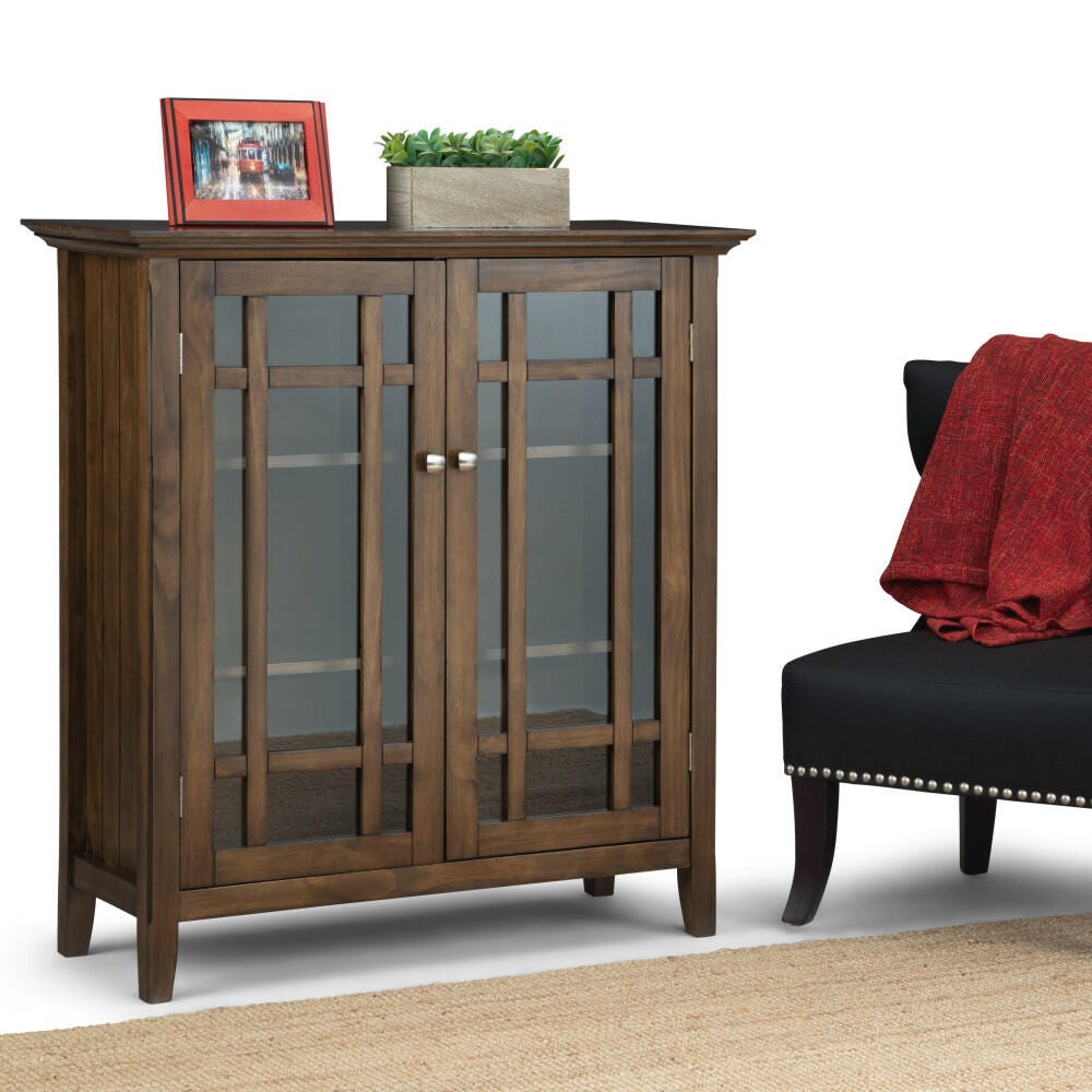 Simpli Home Bedford 39" Rustic Storage Cabinet, Brown, rollover