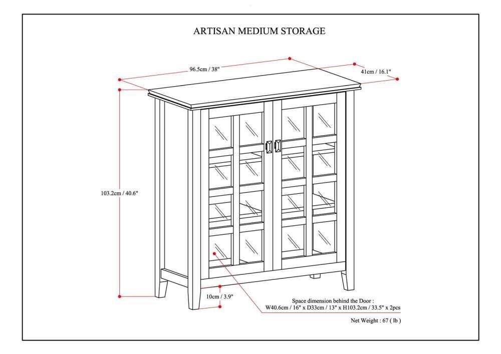 Simpli Home Artisan 38" Contemporary Storage Cabinet, Russet Brown, large