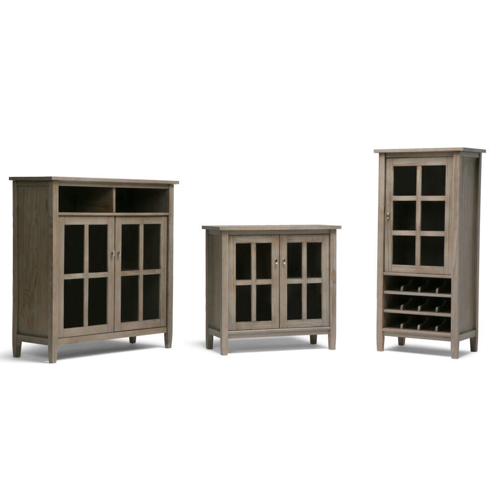 Simpli Home Warm Shaker 32" Rustic Storage Cabinet, Gray, large