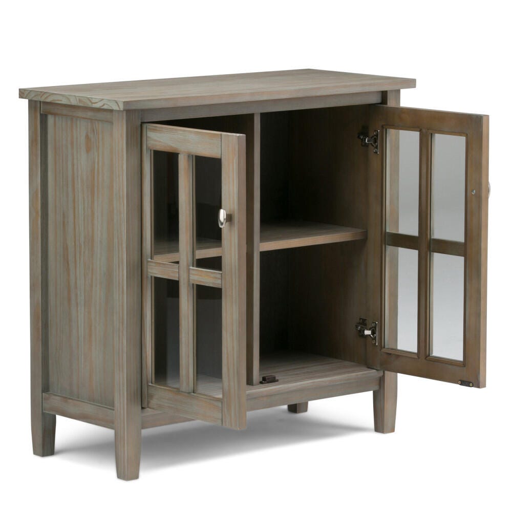 Simpli Home Warm Shaker 32" Rustic Storage Cabinet, Gray, large