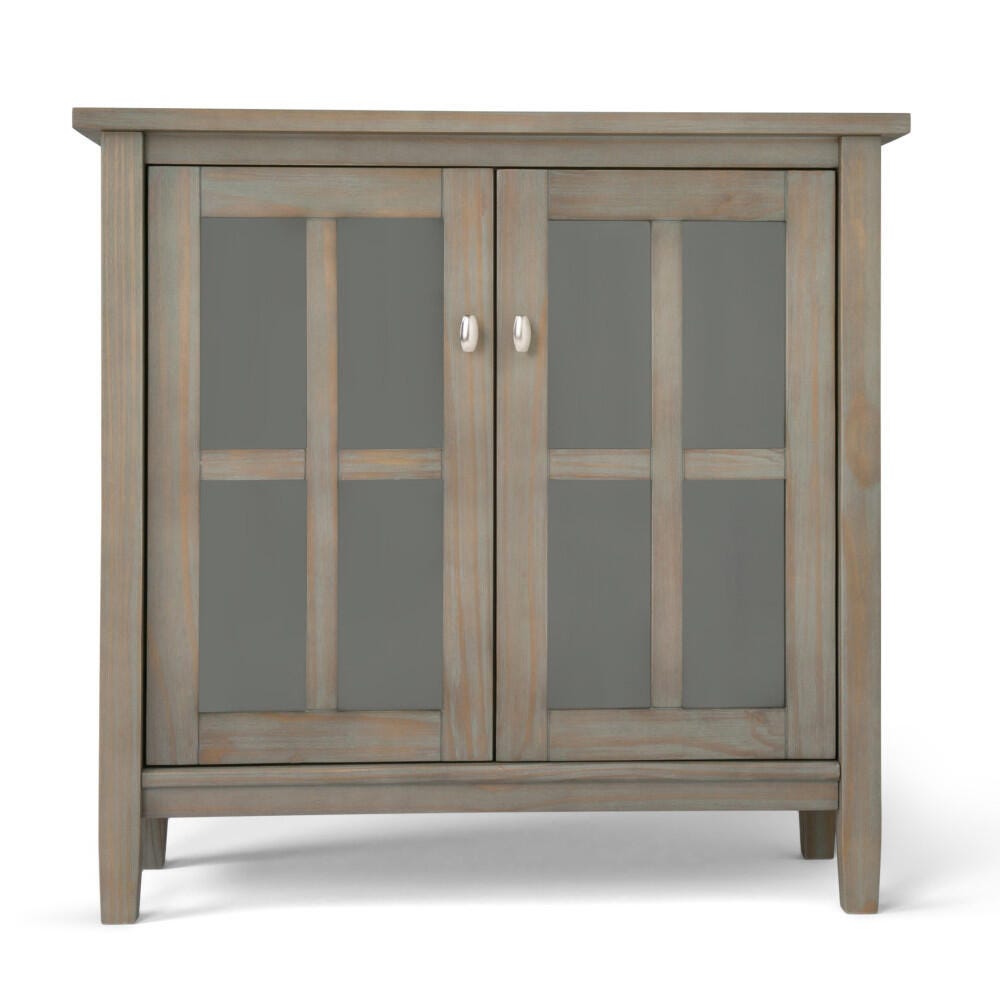 Simpli Home Warm Shaker 32" Rustic Storage Cabinet, Gray, large