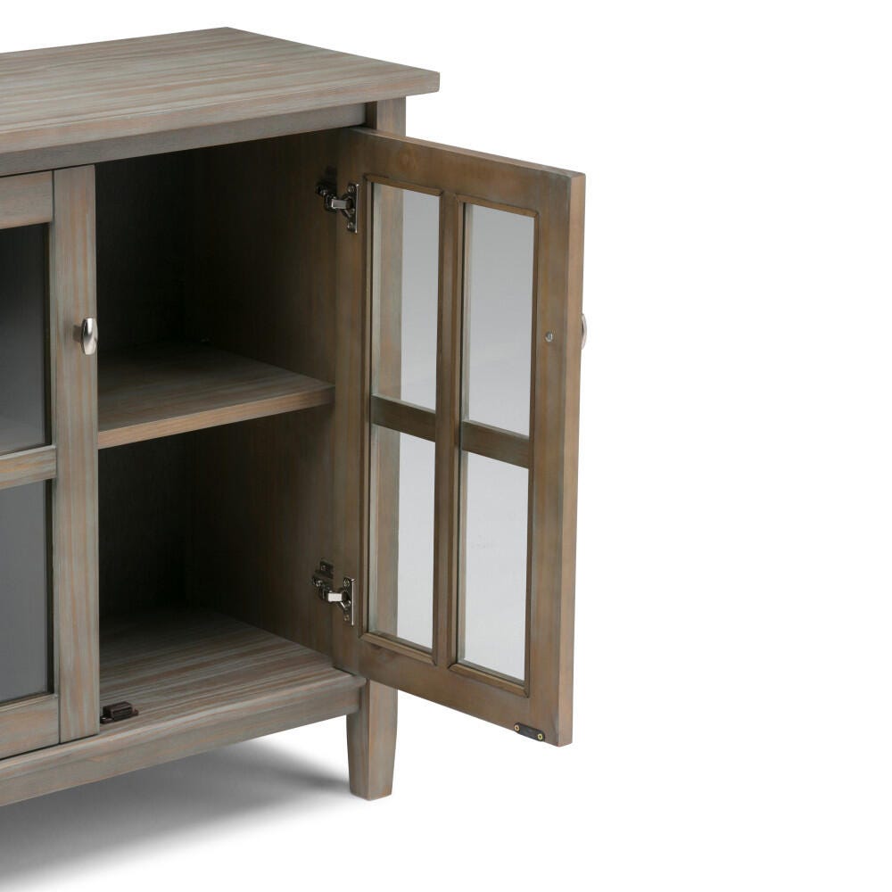 Simpli Home Warm Shaker 32" Rustic Storage Cabinet, Gray, large