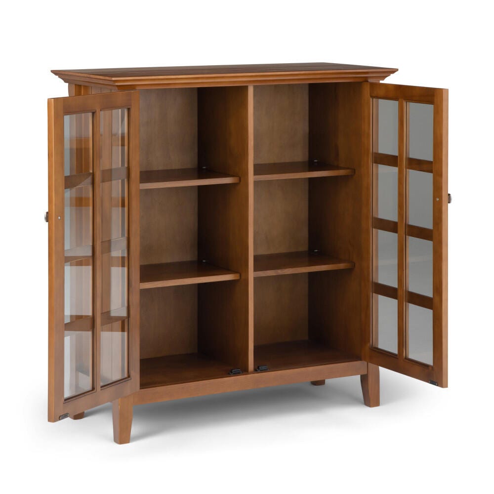 Simpli Home Acadian 39" Rustic Storage Cabinet, Brown Oak, large