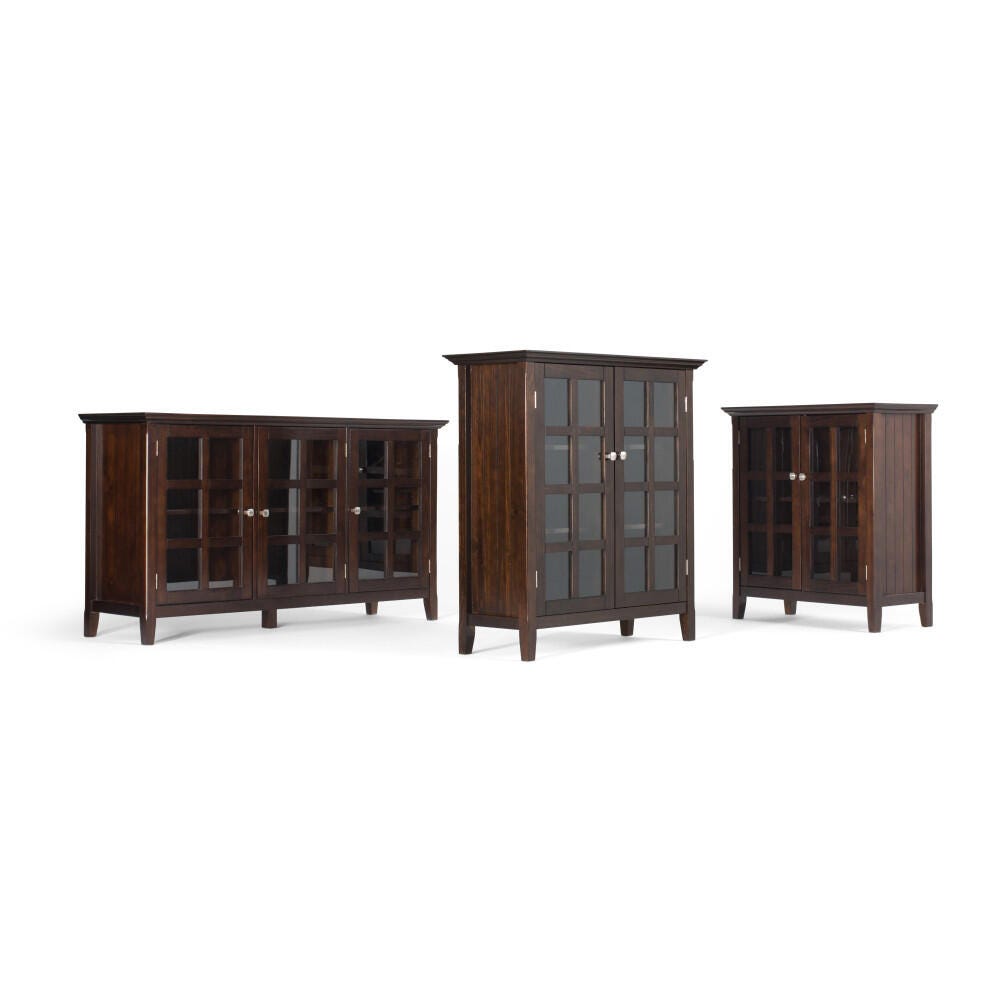 Simpli Home Acadian 39" Rustic Storage Cabinet, Dark Walnut/Brown, large