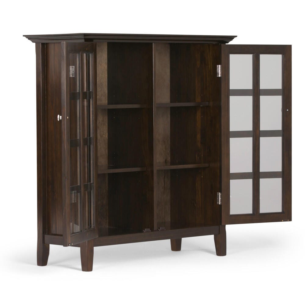 Simpli Home Acadian 39" Rustic Storage Cabinet, Dark Walnut/Brown, large